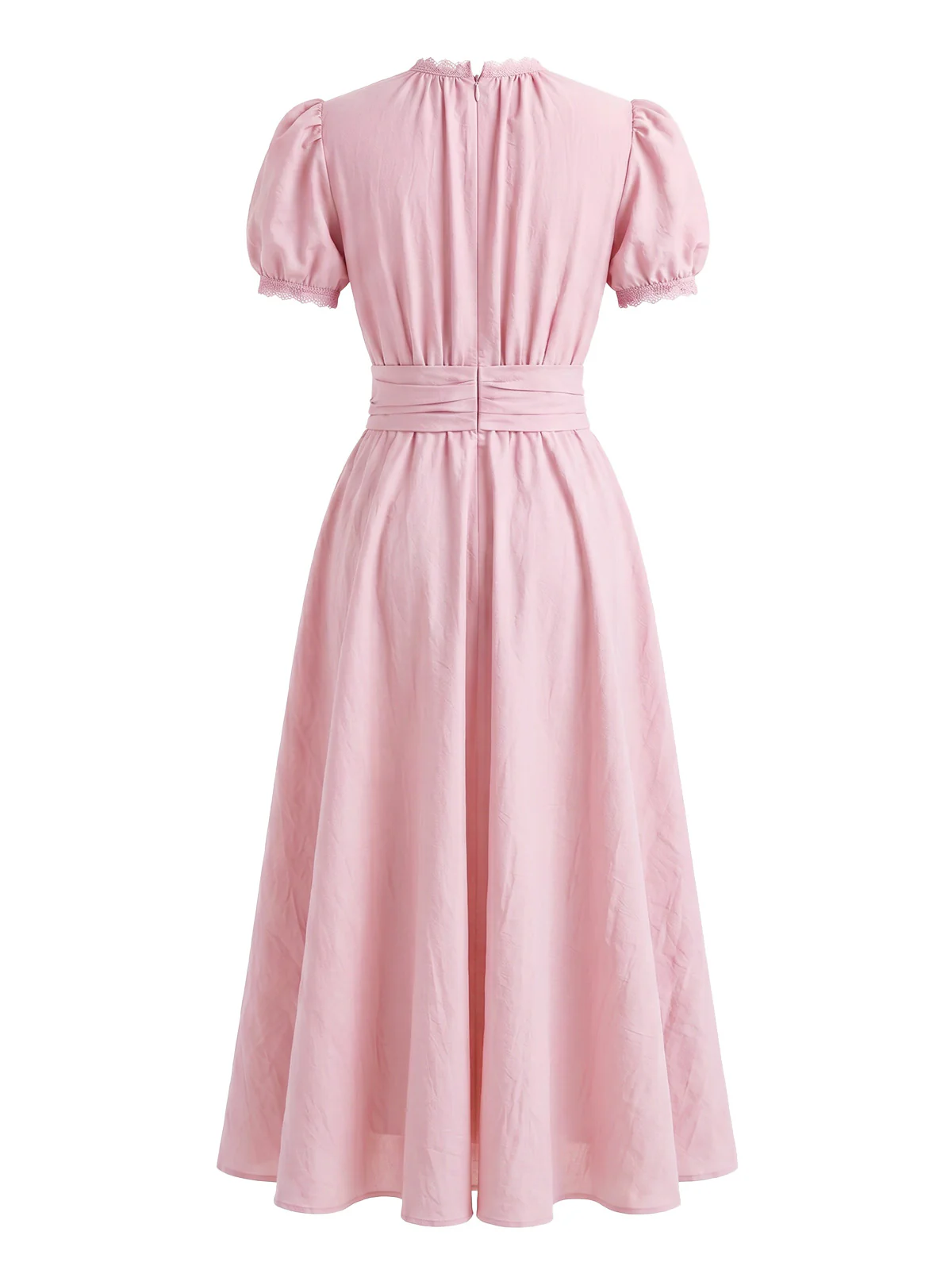 1920s Lace Trim Puff Sleeve Maxi Dress - Image 3