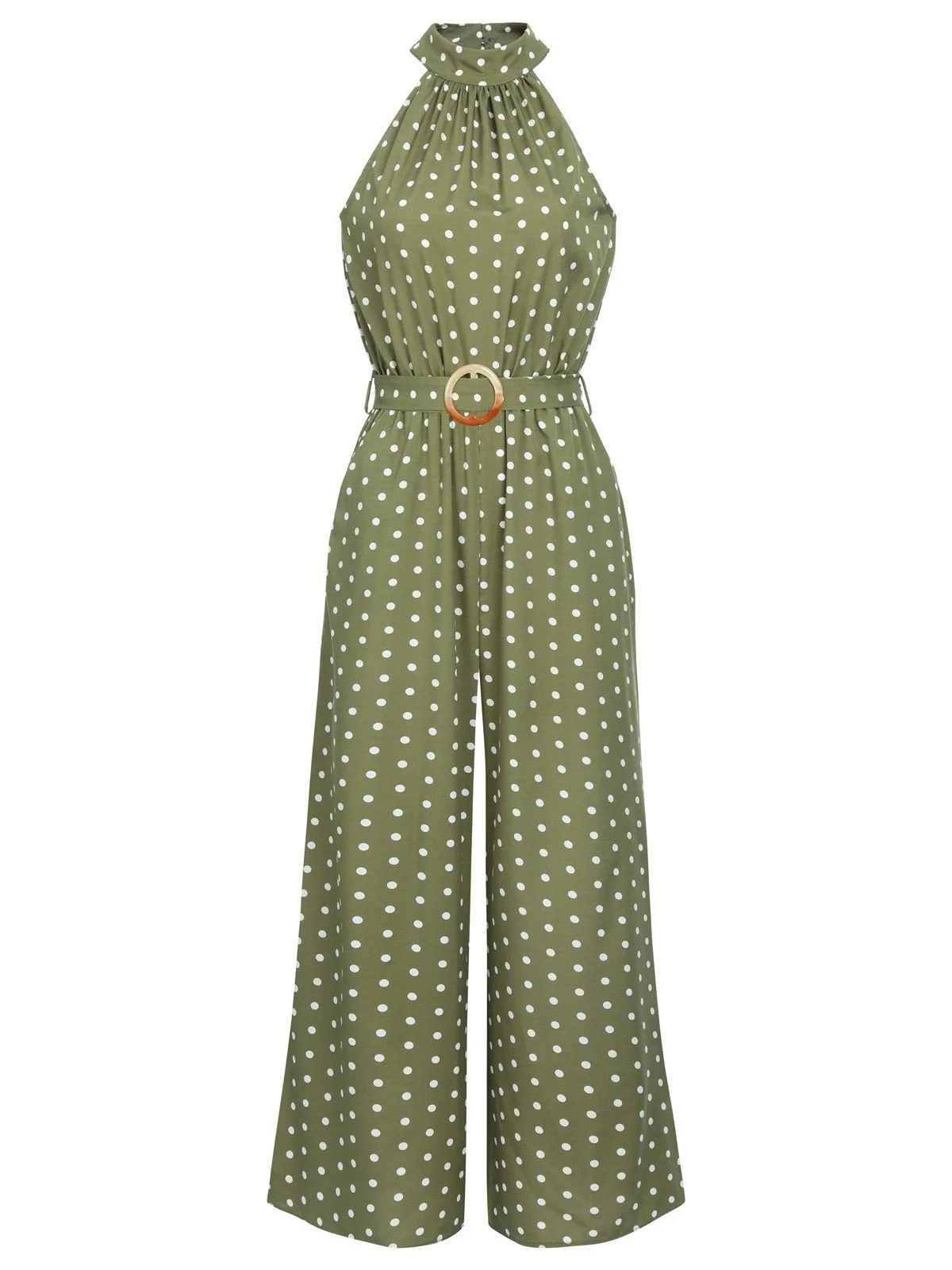 1930s Polka Dot Belt Jumpsuit - Image 5