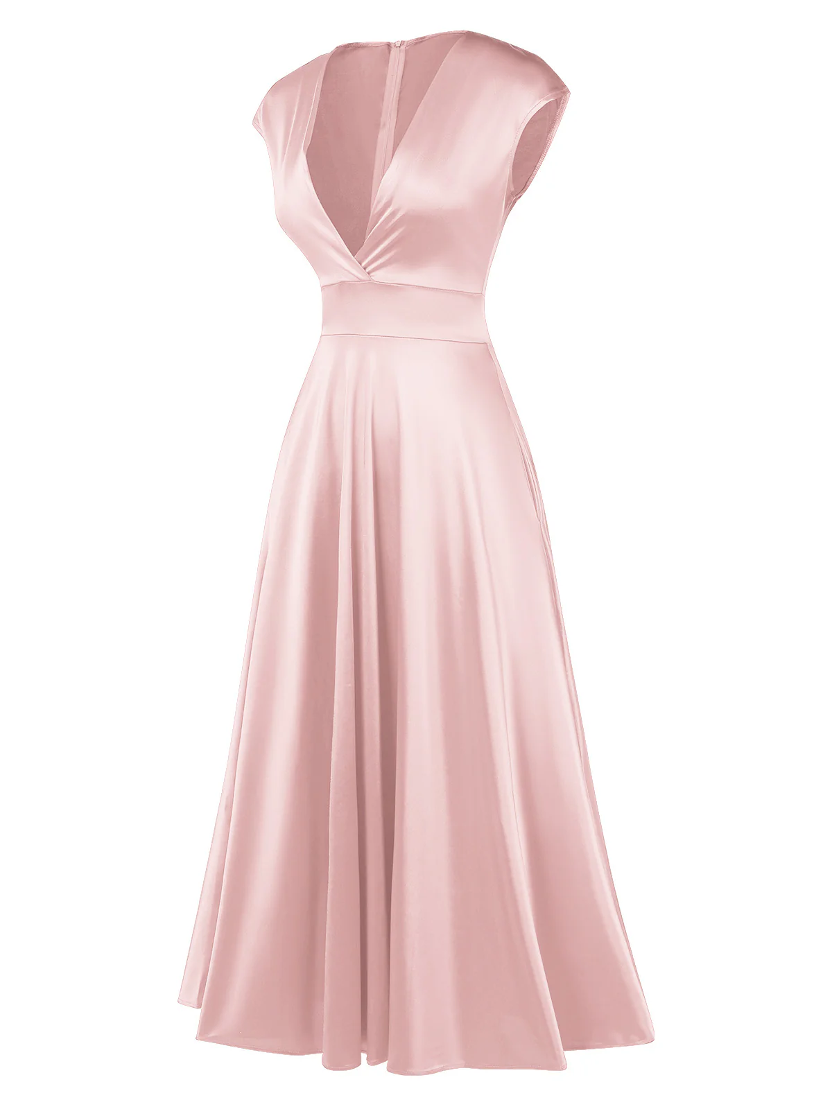 [Pre-Sale] 1930s Solid Deep V-Neck Satin Dress - Image 10