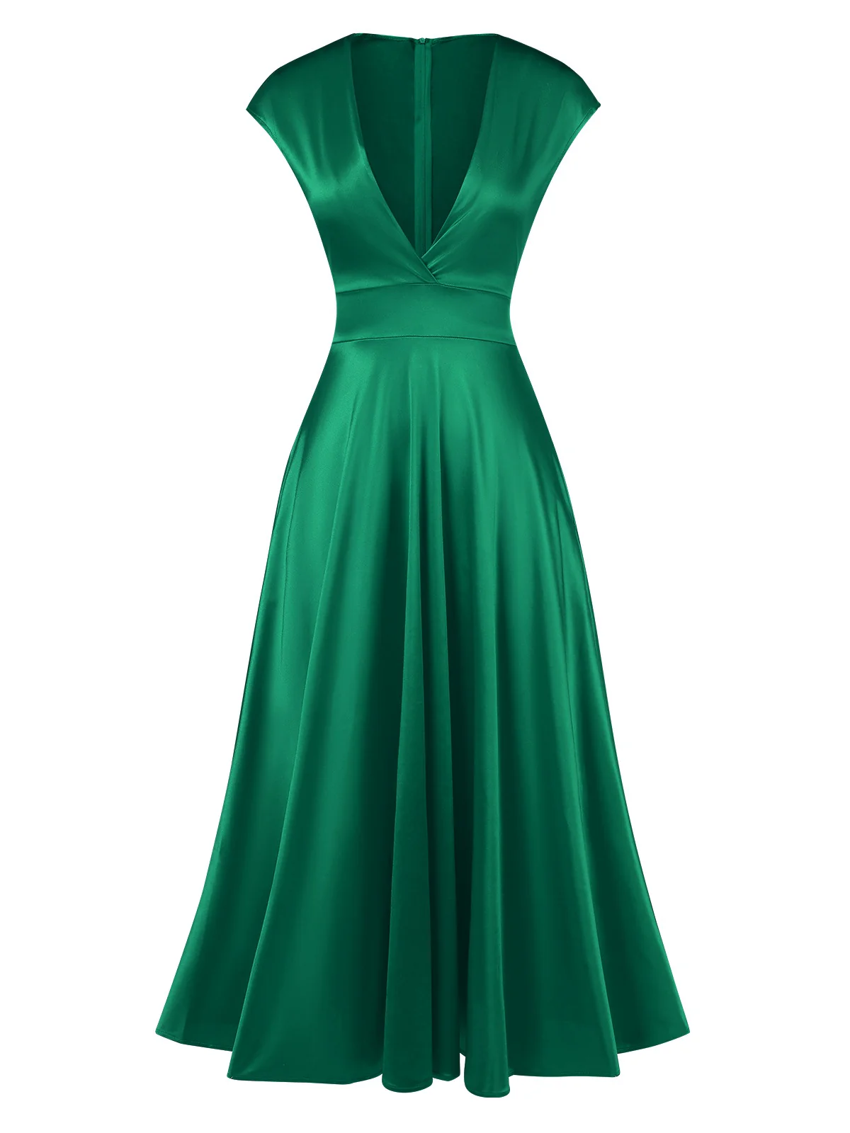 [Pre-Sale] 1930s Solid Deep V-Neck Satin Dress - Image 5