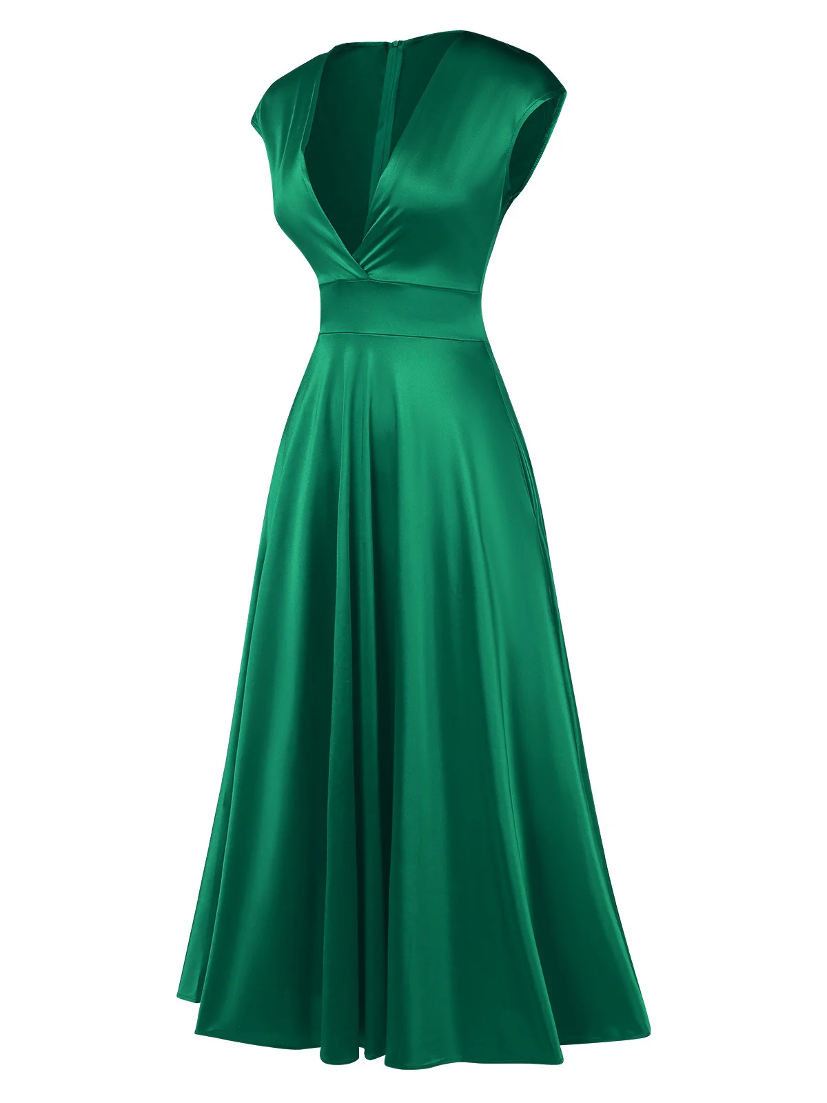[Pre-Sale] 1930s Solid Deep V-Neck Satin Dress - Image 6