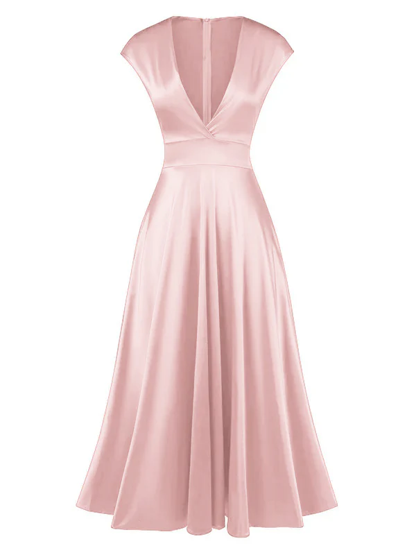 [Pre-Sale] 1930s Solid Deep V-Neck Satin Dress - Image 9