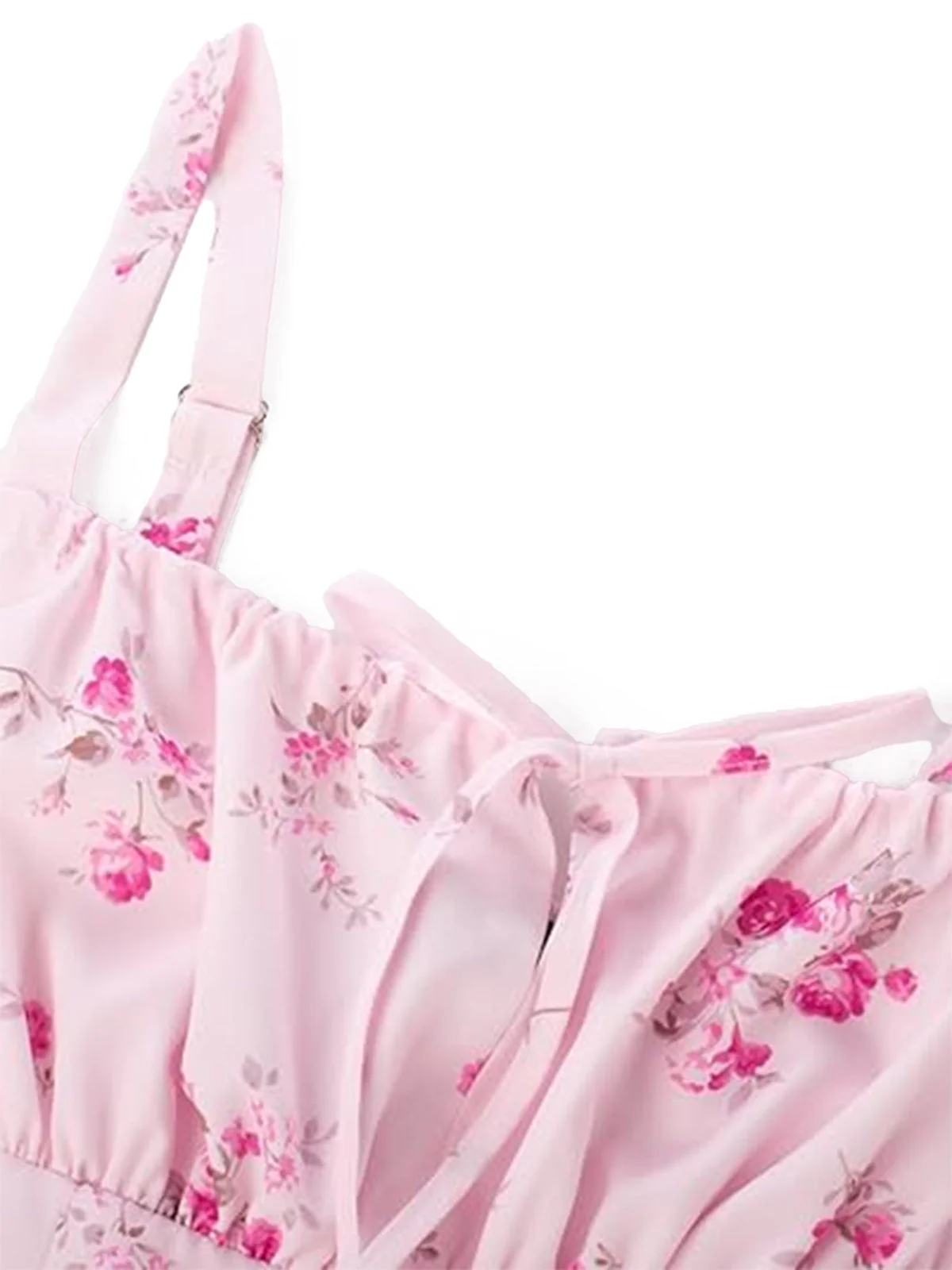 1940s Floral Tie Front Square Neck Midi Dress - Image 7