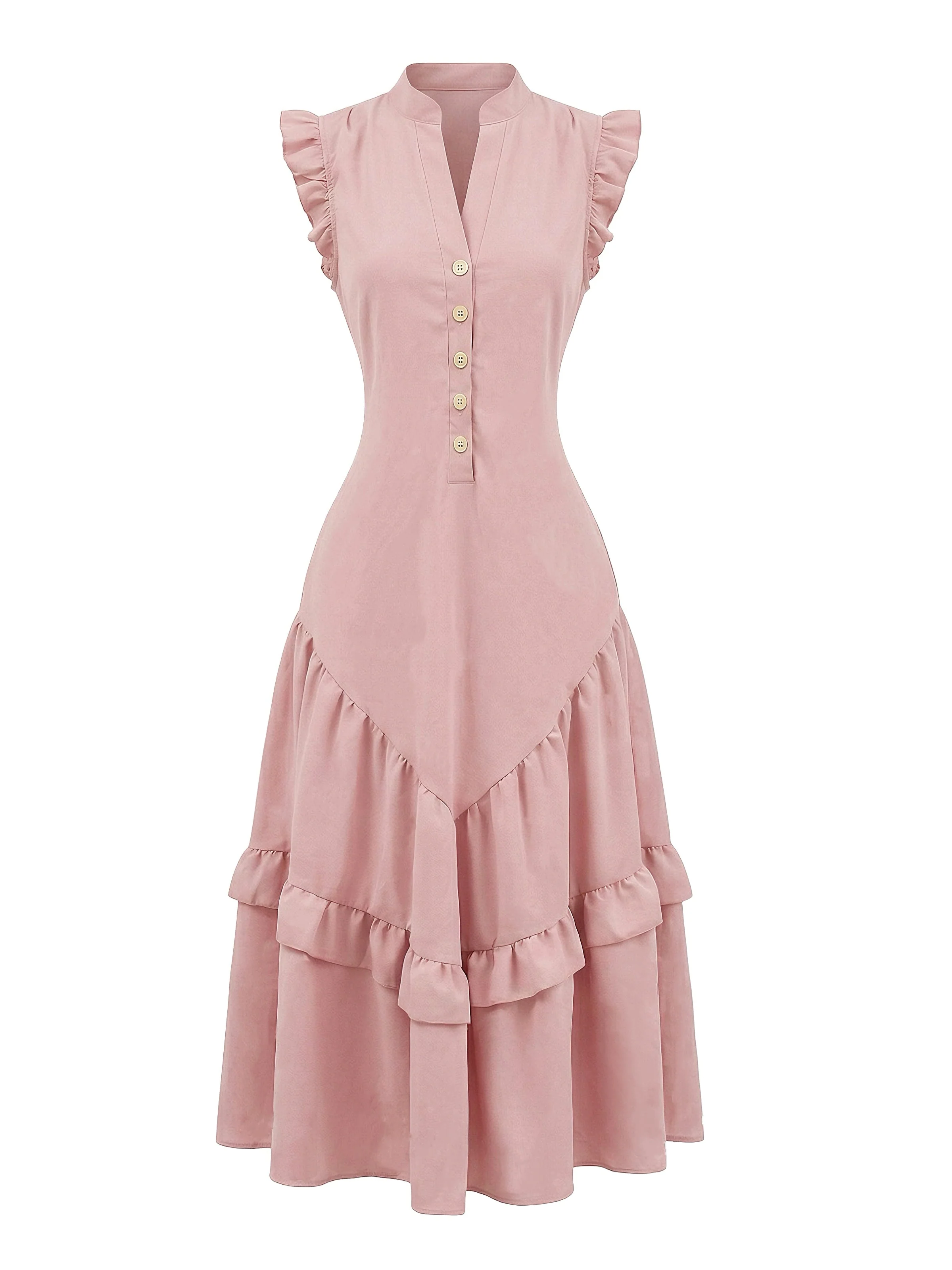 Dark Pink 1950s Cotton Linen Sleeveless Swing Dress