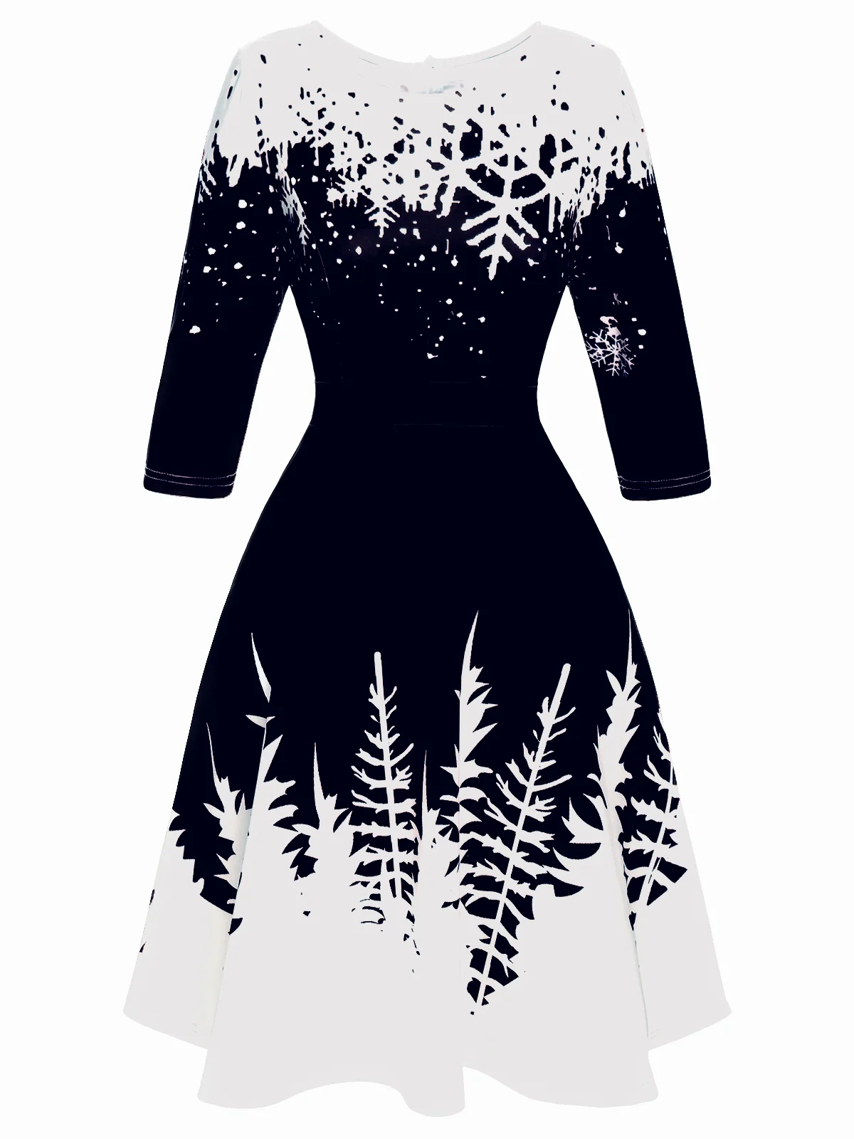 1950s Christmas Round Neck Snowflake Dress - Image 4