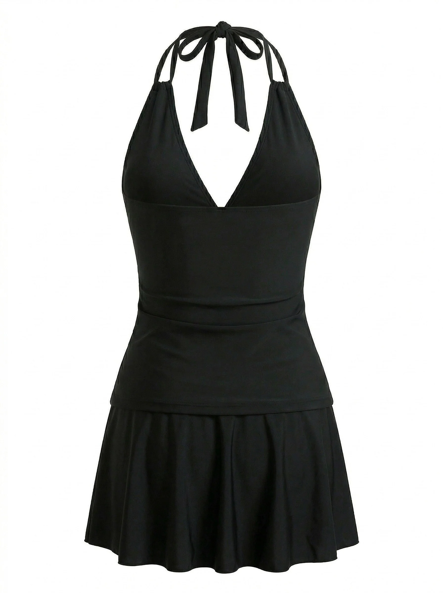 1950s Deep V-Neck Halter Tankini Set & Cover-Up - Image 2