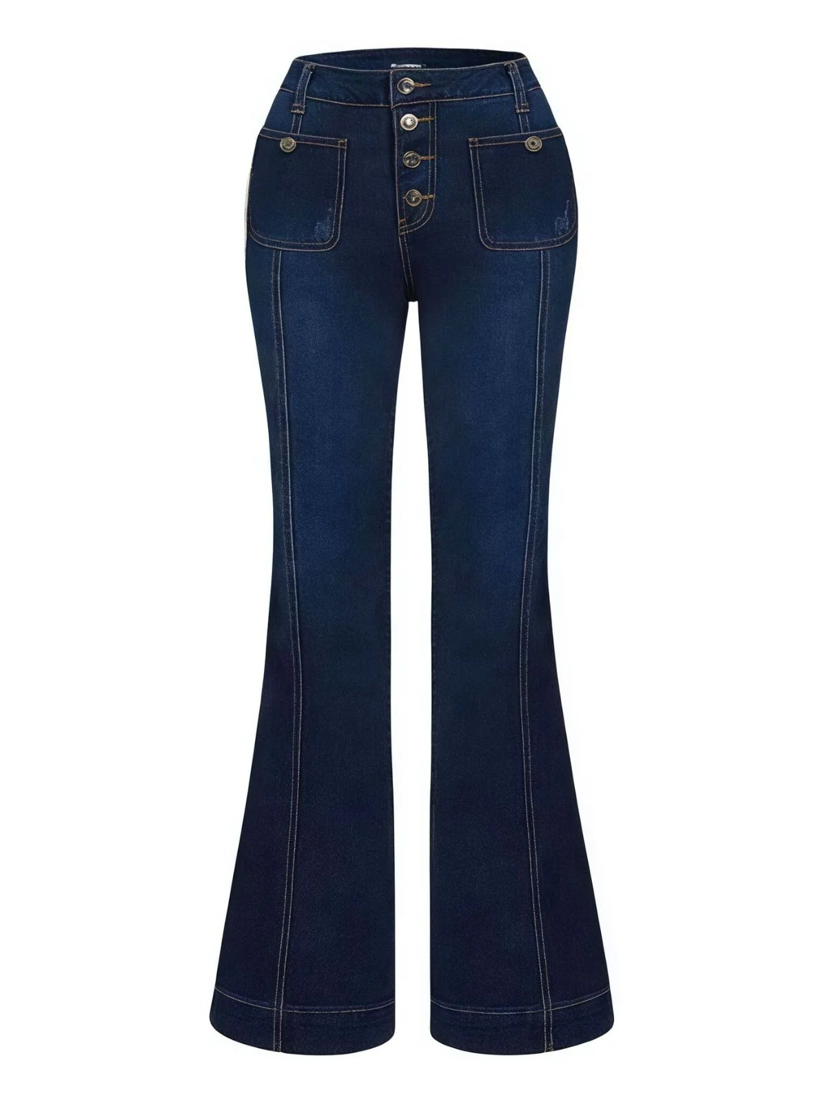 1950s Denim Flared Long Pockets Jeans