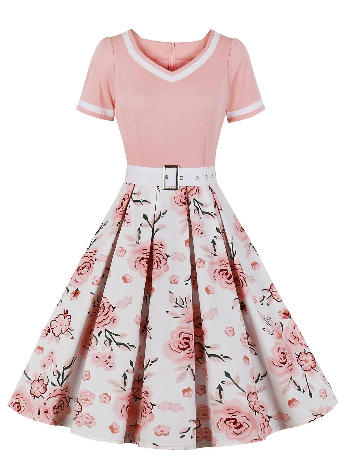 1950s Floral Patchwork Swing Dress - Image 14