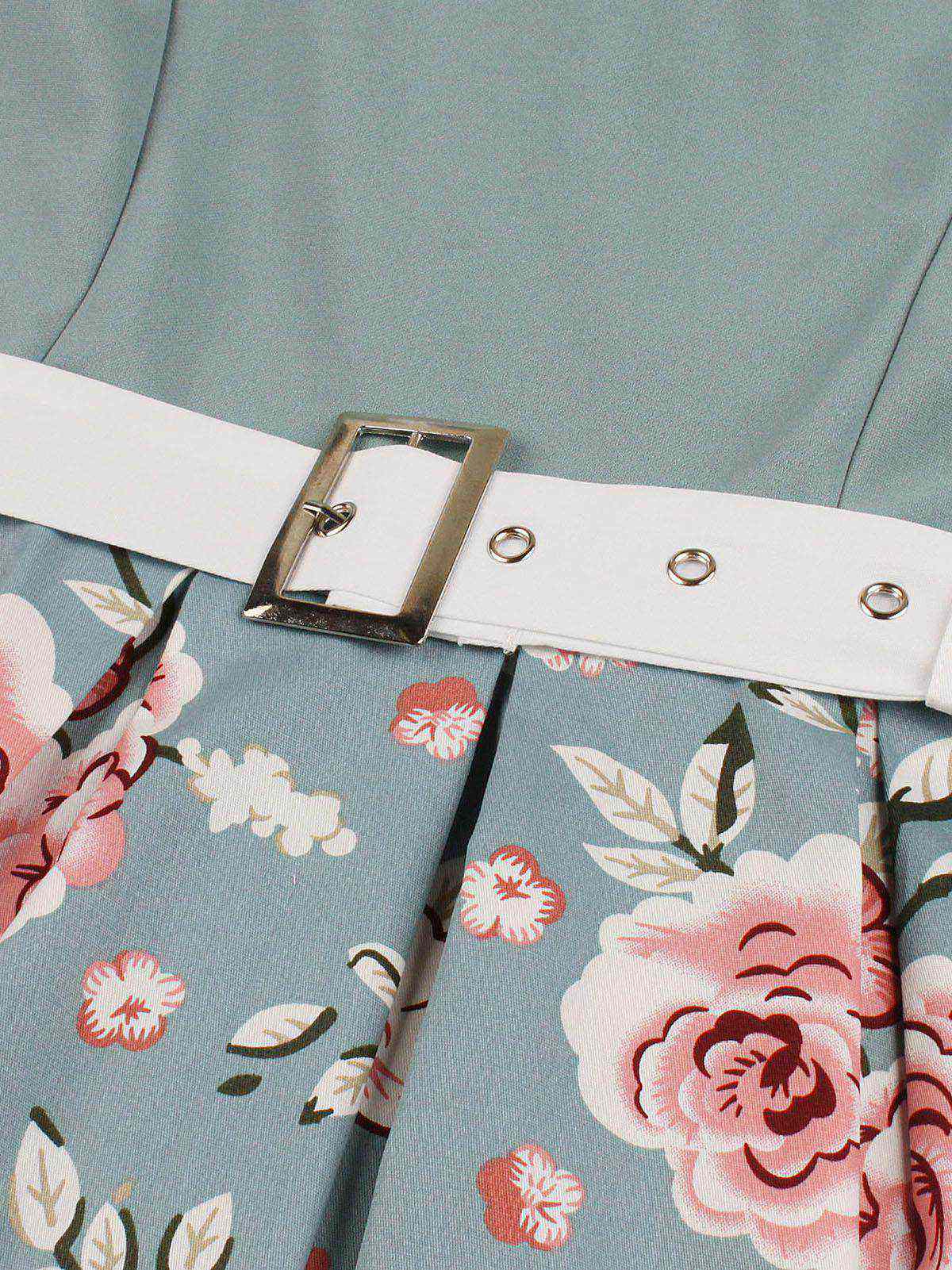 1950s Floral Patchwork Swing Dress - Image 5