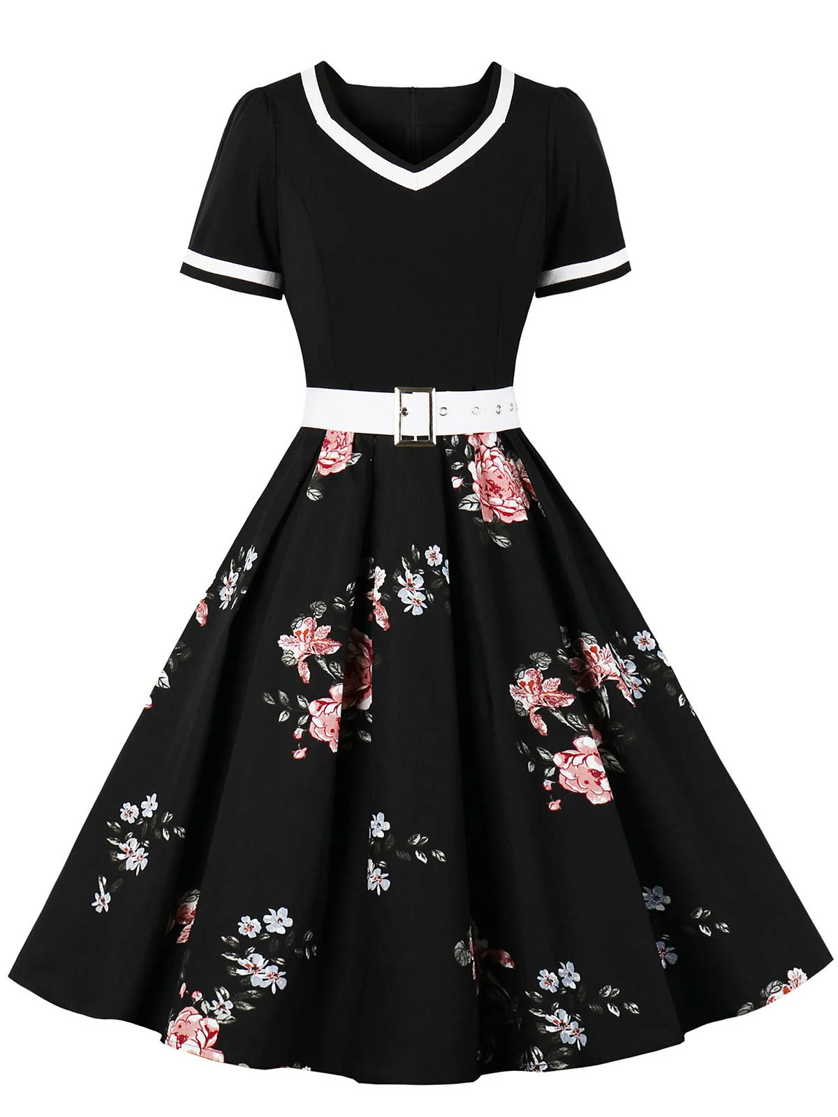 1950s Floral Patchwork Swing Dress - Image 8