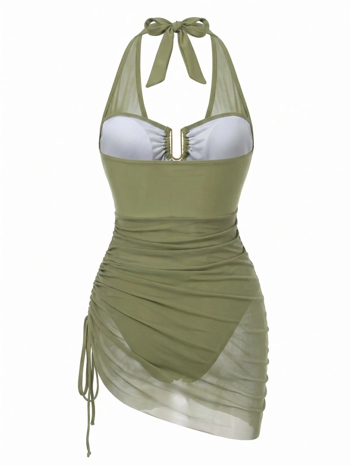 1950s Halter Mesh One-Piece Swimsuit - Image 3