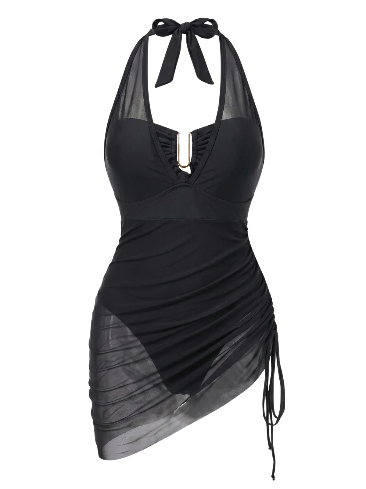 1950s Halter Mesh One-Piece Swimsuit - Image 6