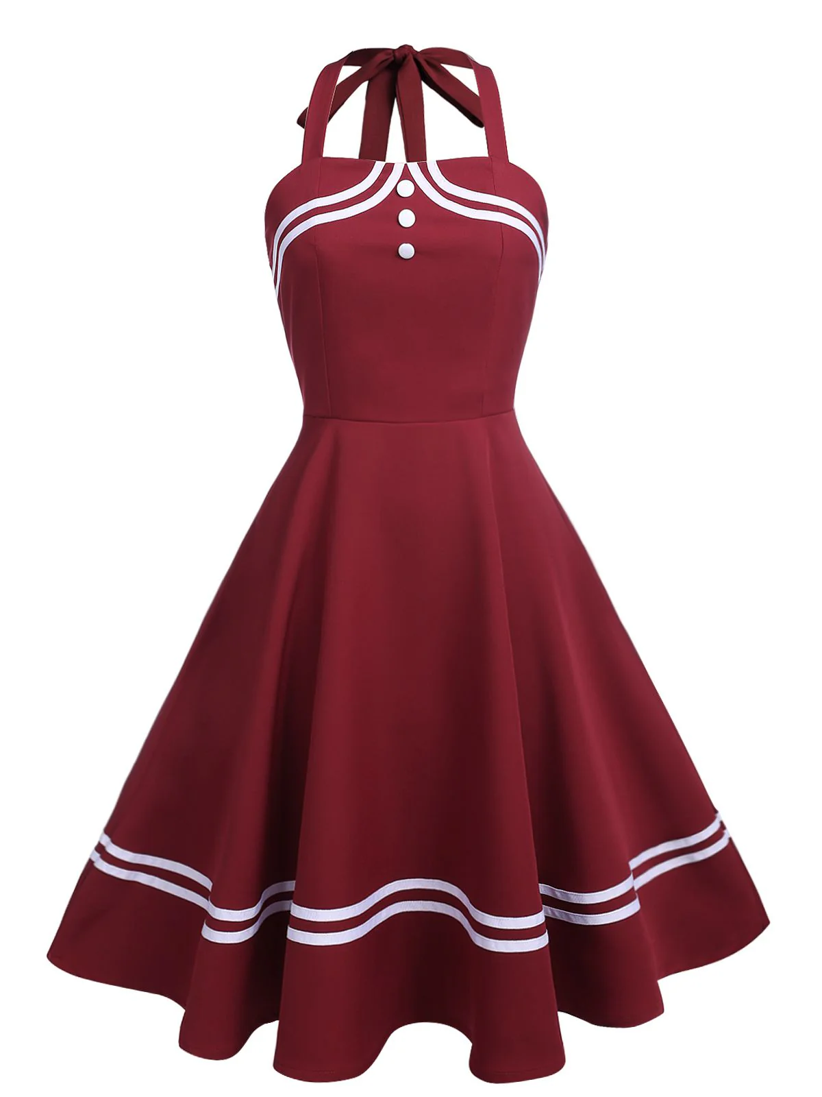 1950s Halter Navy Swing Dress - Image 5