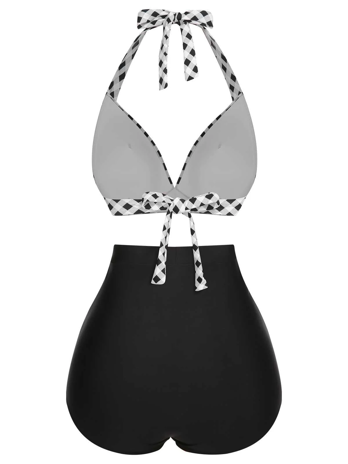 1950s Halter Plaids Lace-Up Swimsuit - Image 14