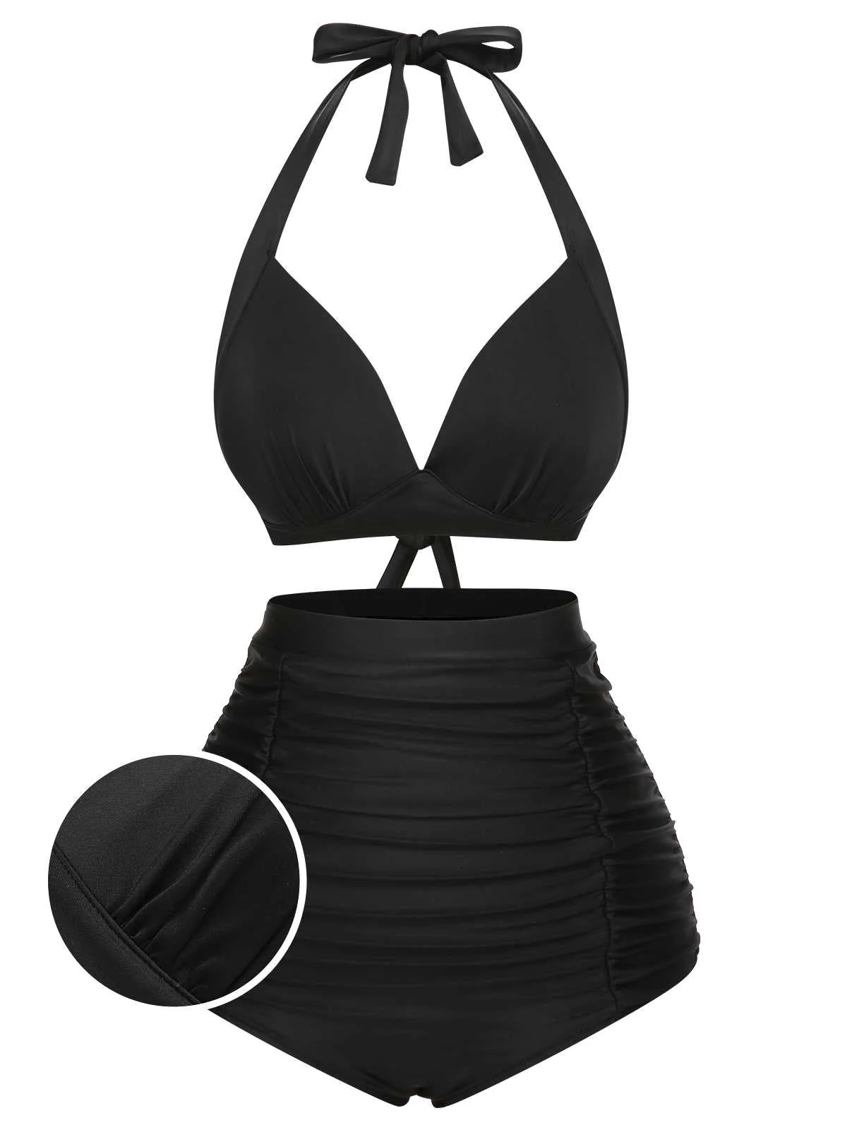1950s Halter Plaids Lace-Up Swimsuit - Image 12