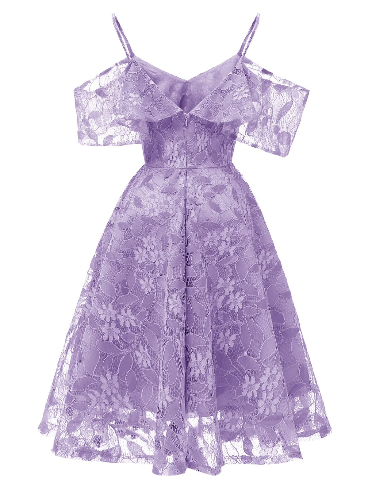 1950s Lace Cold Shoulder Ruffle Dress - Image 20