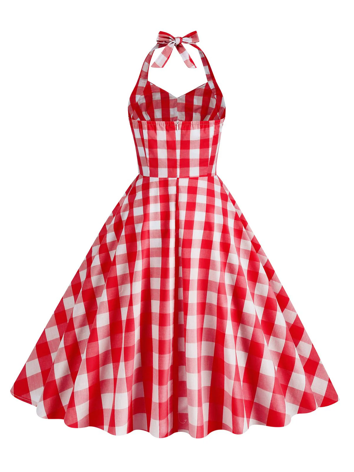 1950s Plaid Halter Swing Dress - Image 2