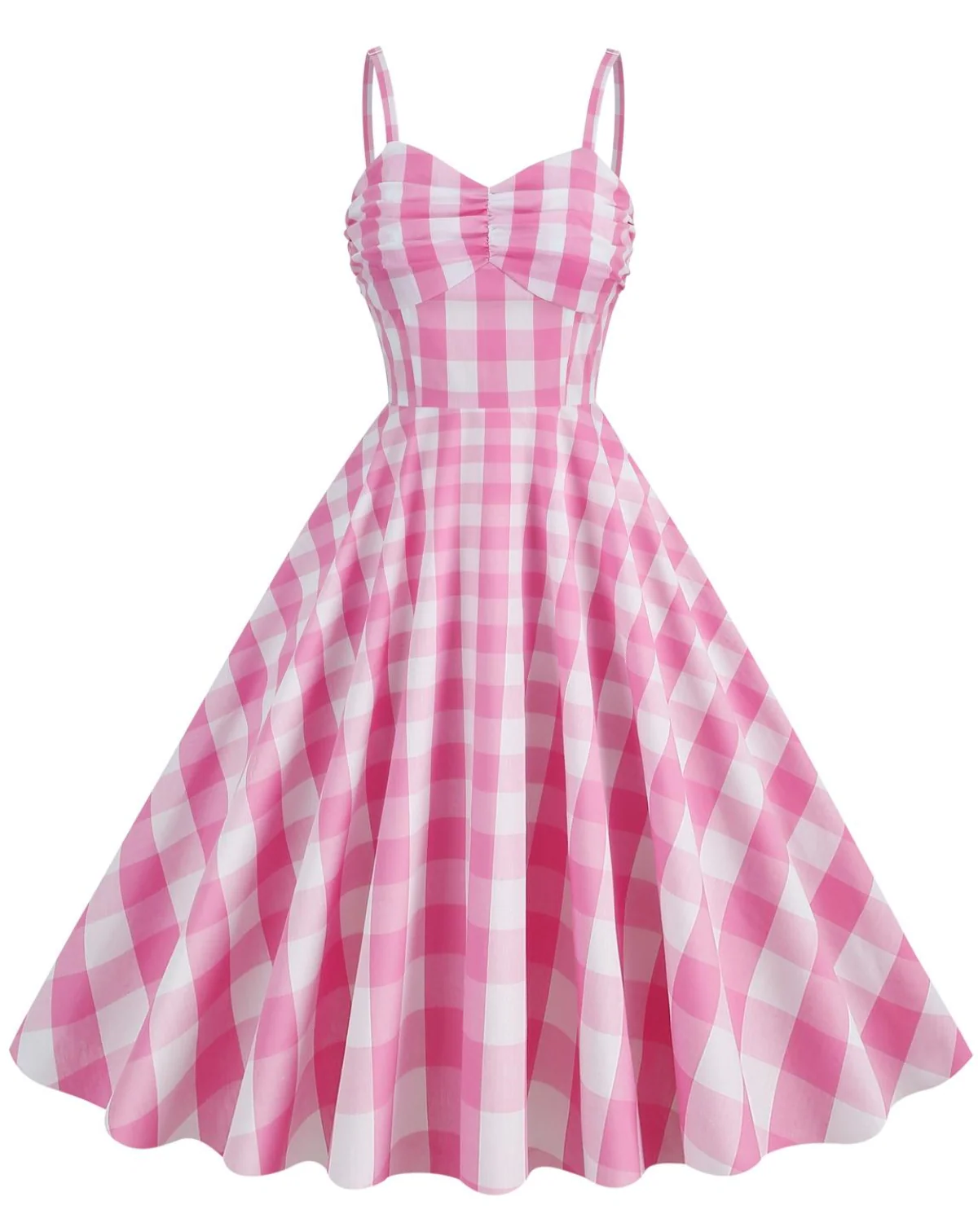 1950s Plaid Strap Swing Dress - Image 4