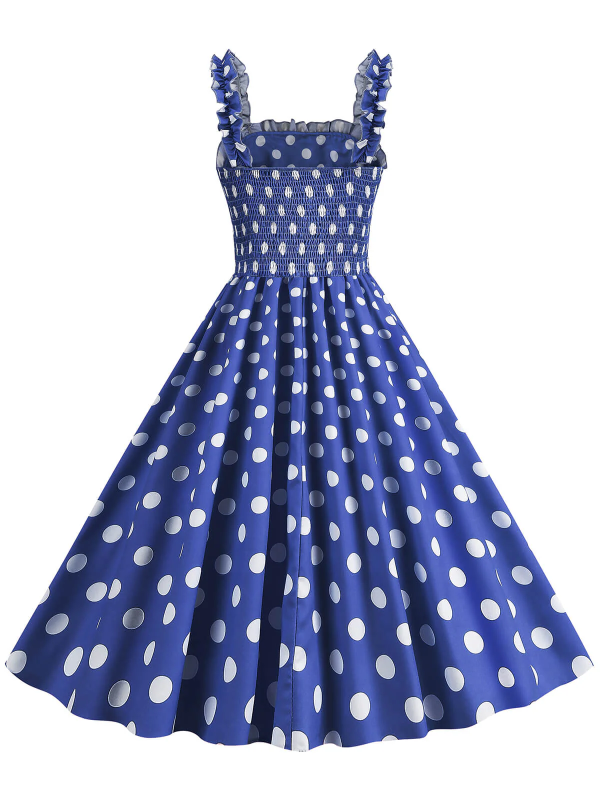 1950s Polka Dot Smocking Strap Dress - Image 10