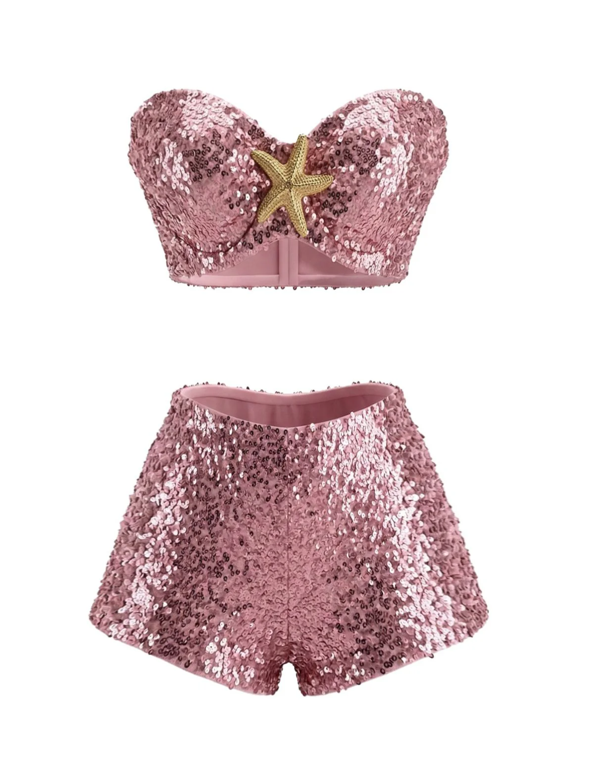 1950s Sequin Starfish Bandeau Bikini Set - Image 4
