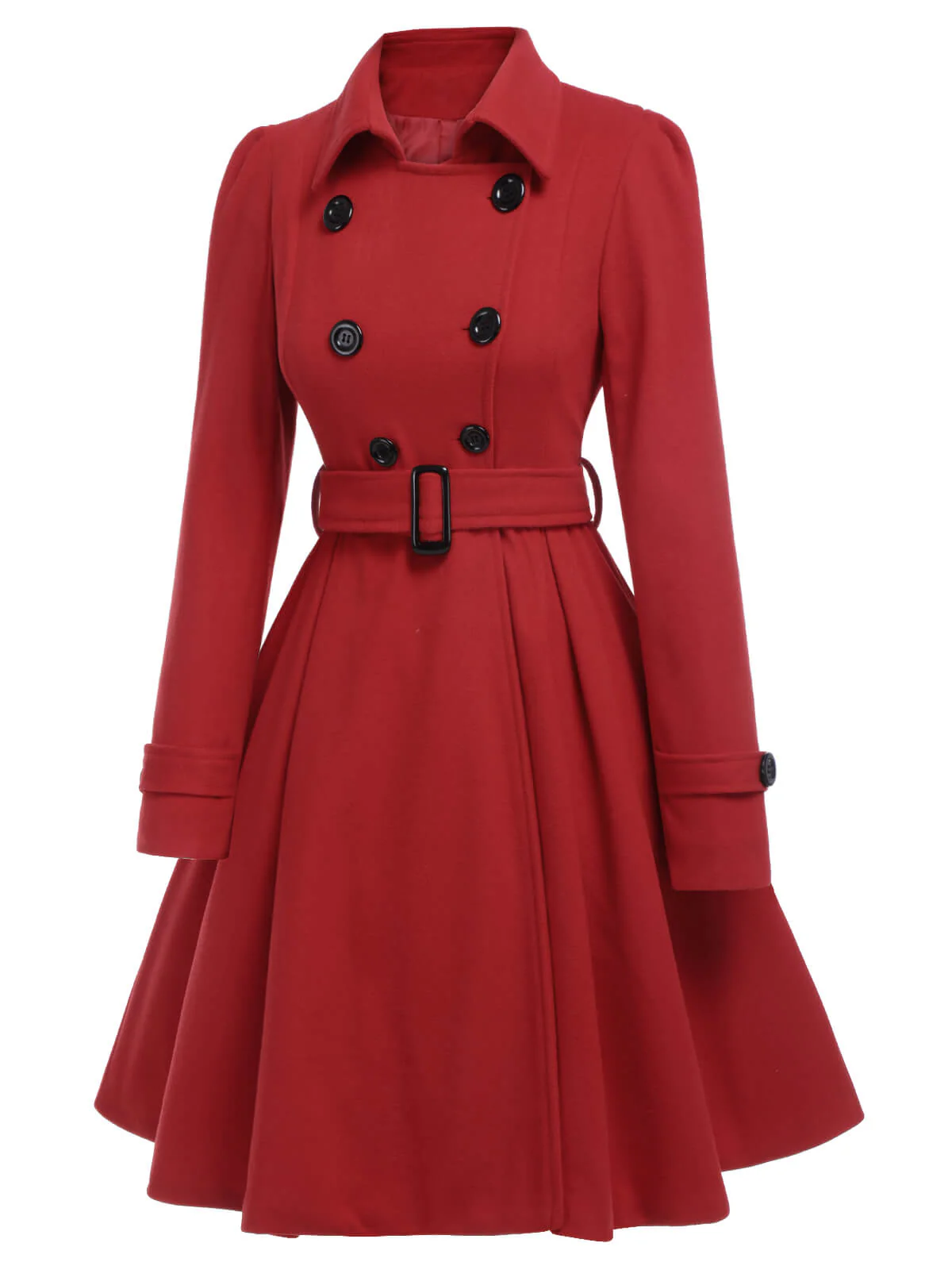1950s Solid Color Lapel Slim Coat - Image 10