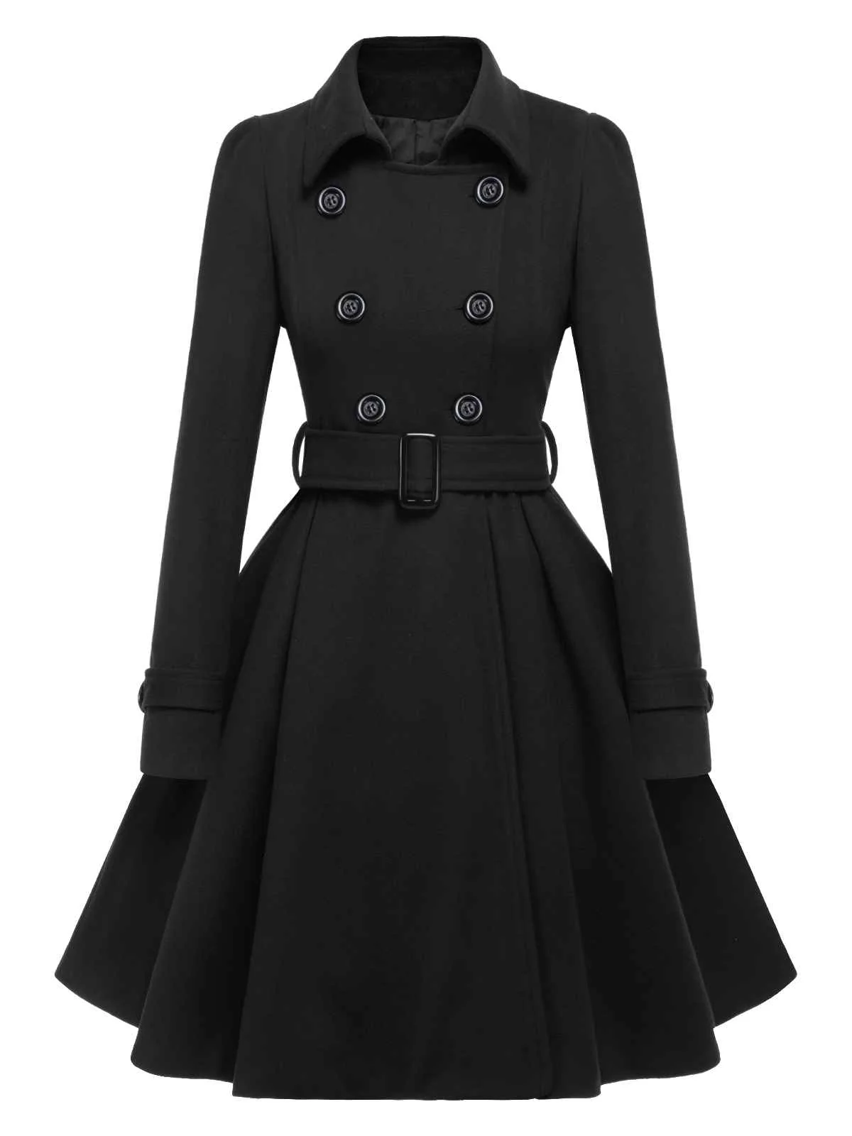 1950s Solid Color Lapel Slim Coat - Image 2