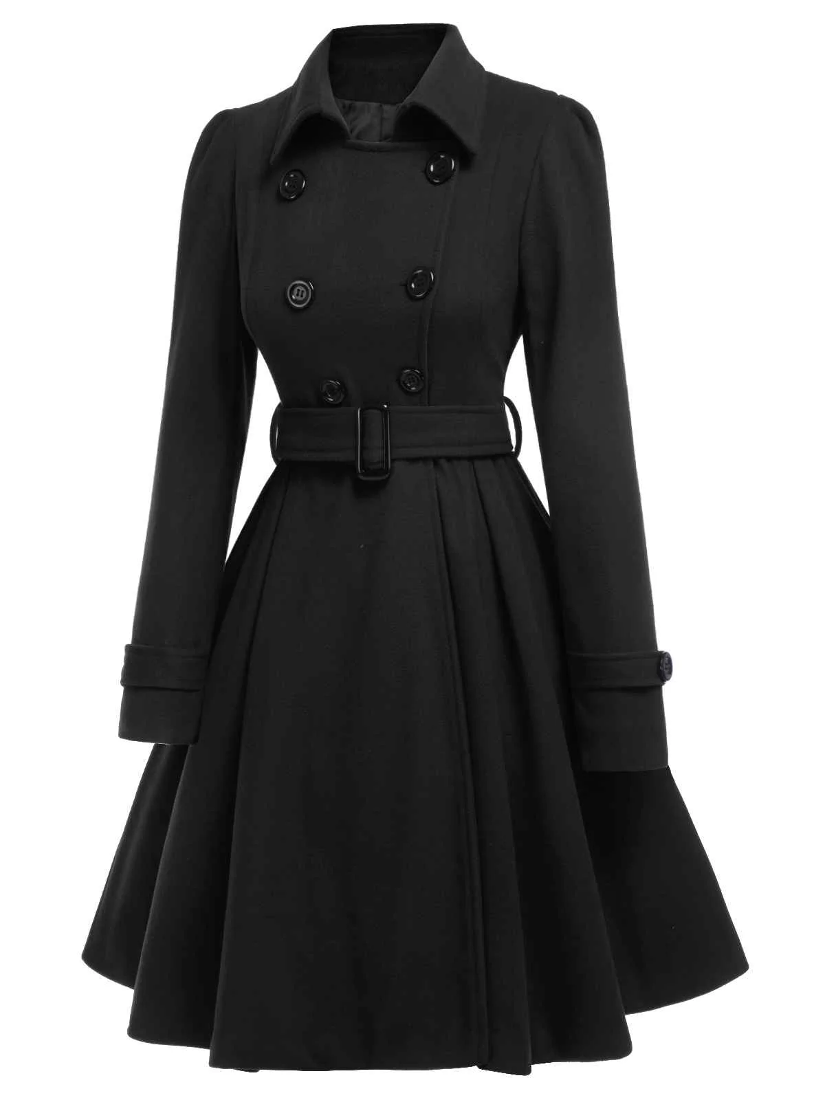 1950s Solid Color Lapel Slim Coat - Image 3