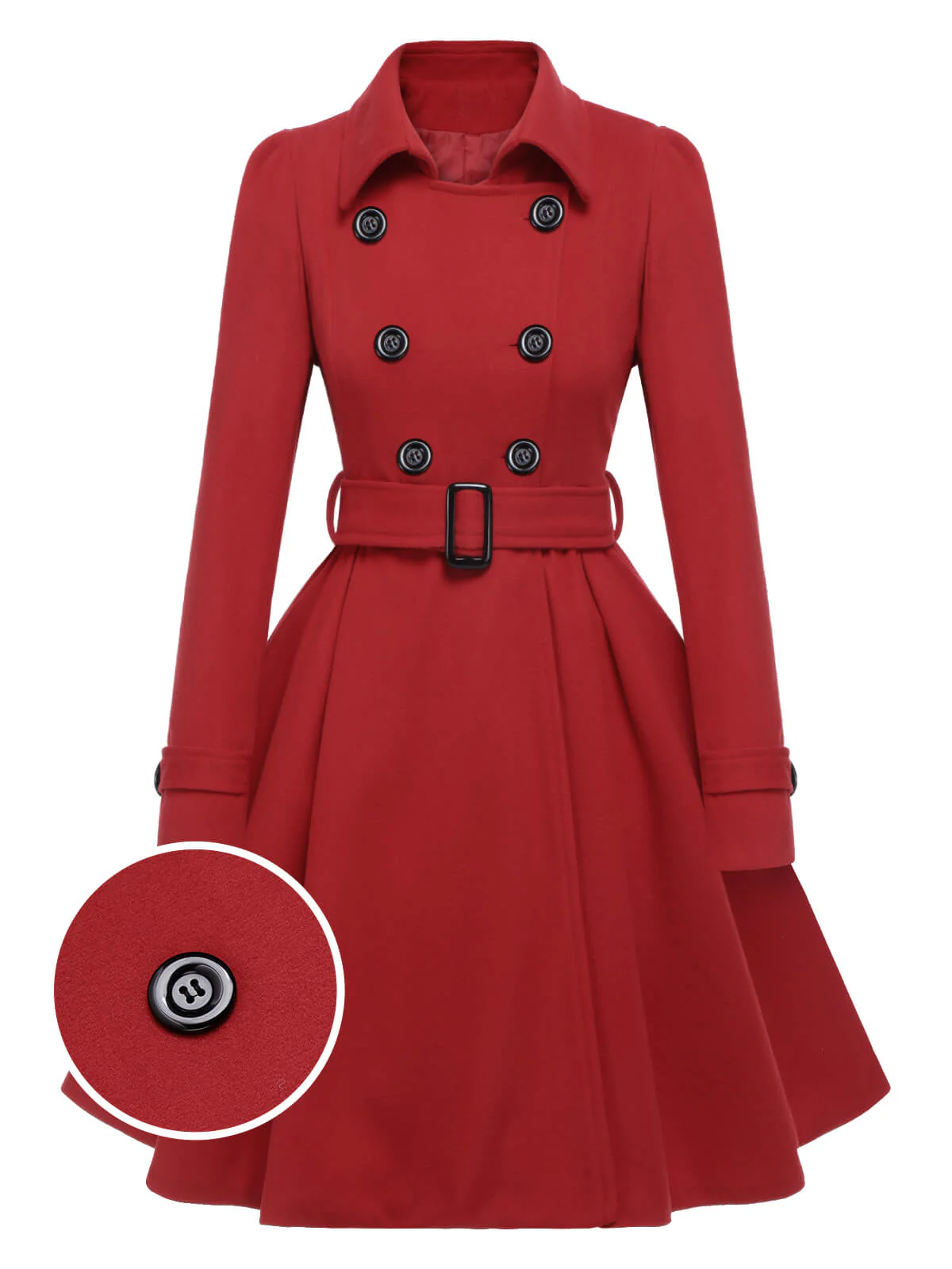 1950s Solid Color Lapel Slim Coat - Image 8