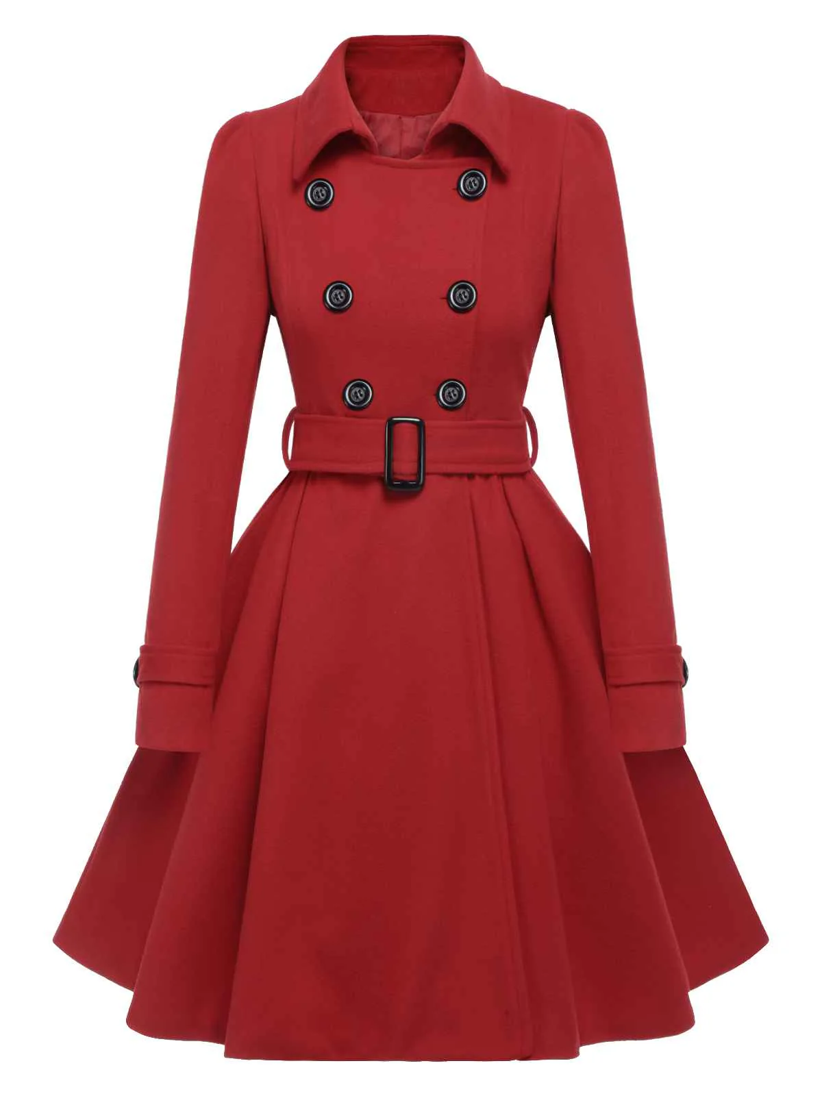 1950s Solid Color Lapel Slim Coat - Image 9
