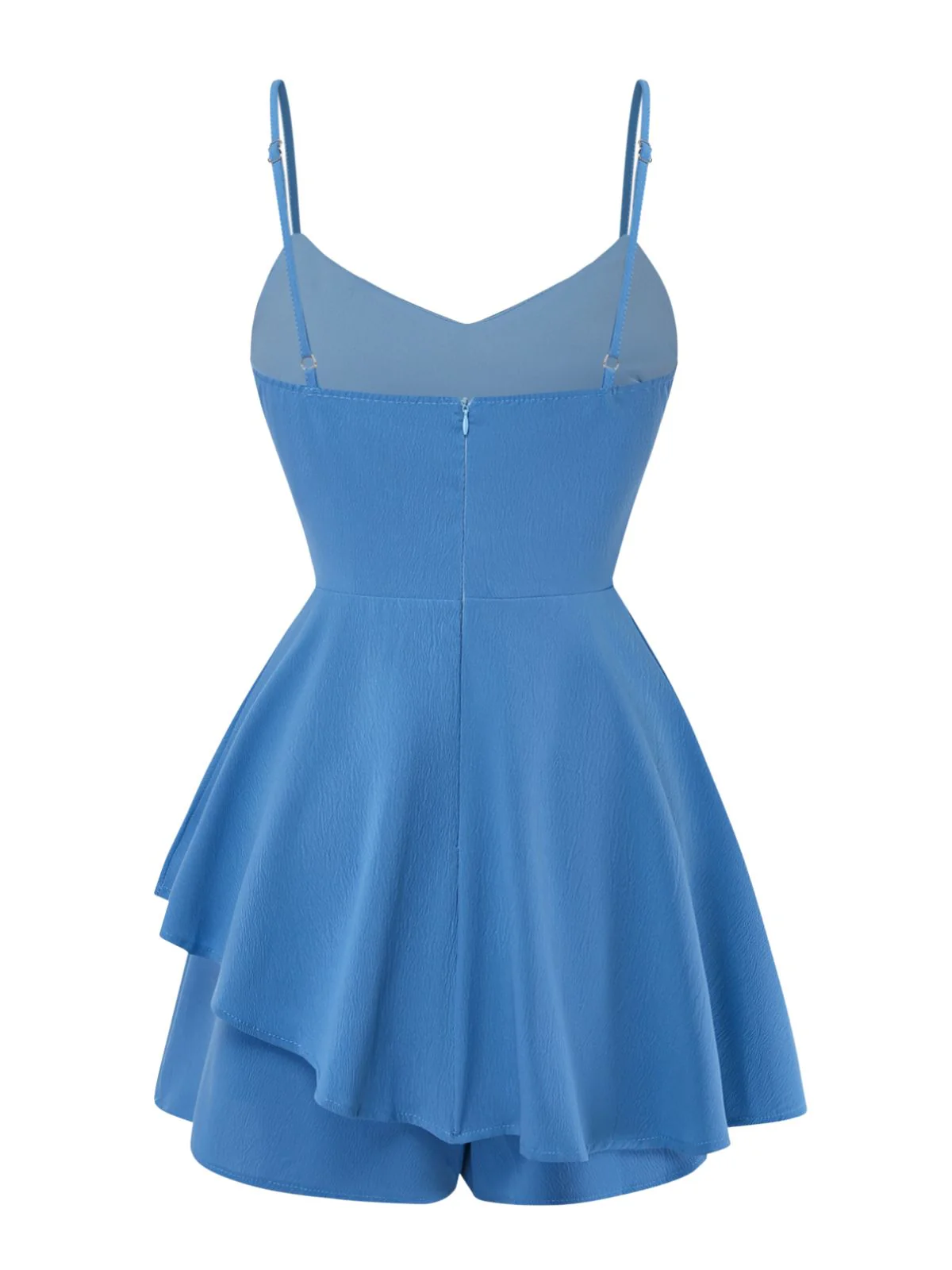 1950s Solid Irregular Hem Spaghetti Strap Romper - Image 3