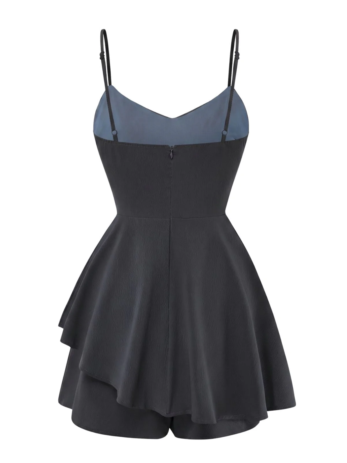 1950s Solid Irregular Hem Spaghetti Strap Romper - Image 9