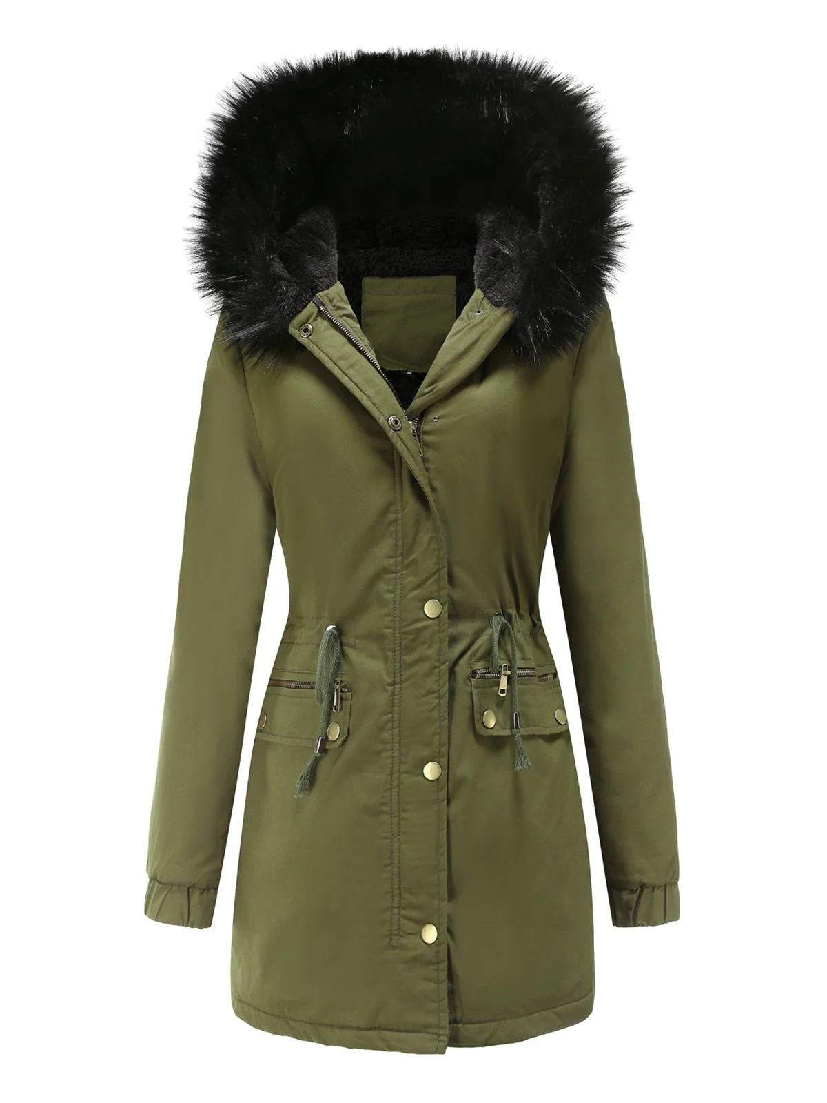 1950s Solid Zipper Fur Trimmed Coat - Image 4