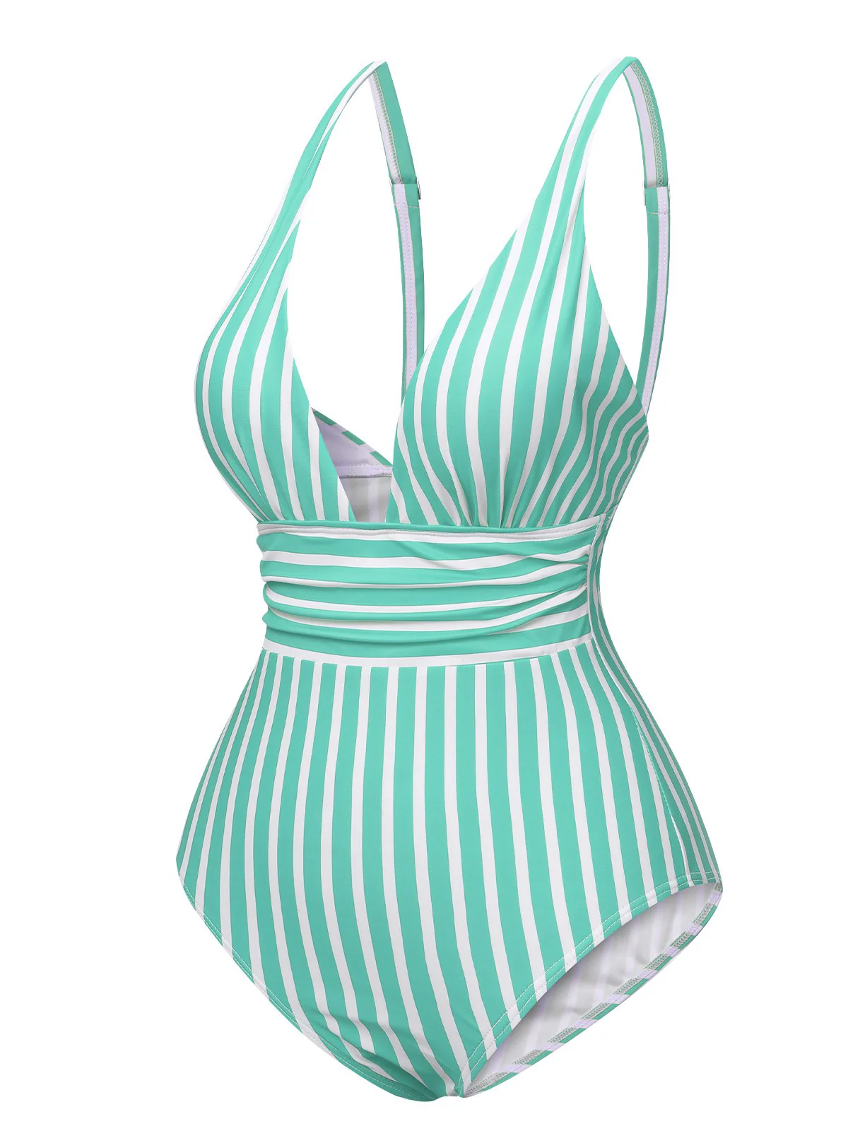 1950s Stripes Spaghetti Strap One-Piece Swimsuit - Image 4