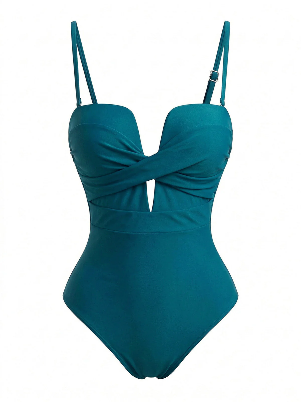 1950s Twist Front Tropical Leaf Print One-Piece Swimsuit - Image 3
