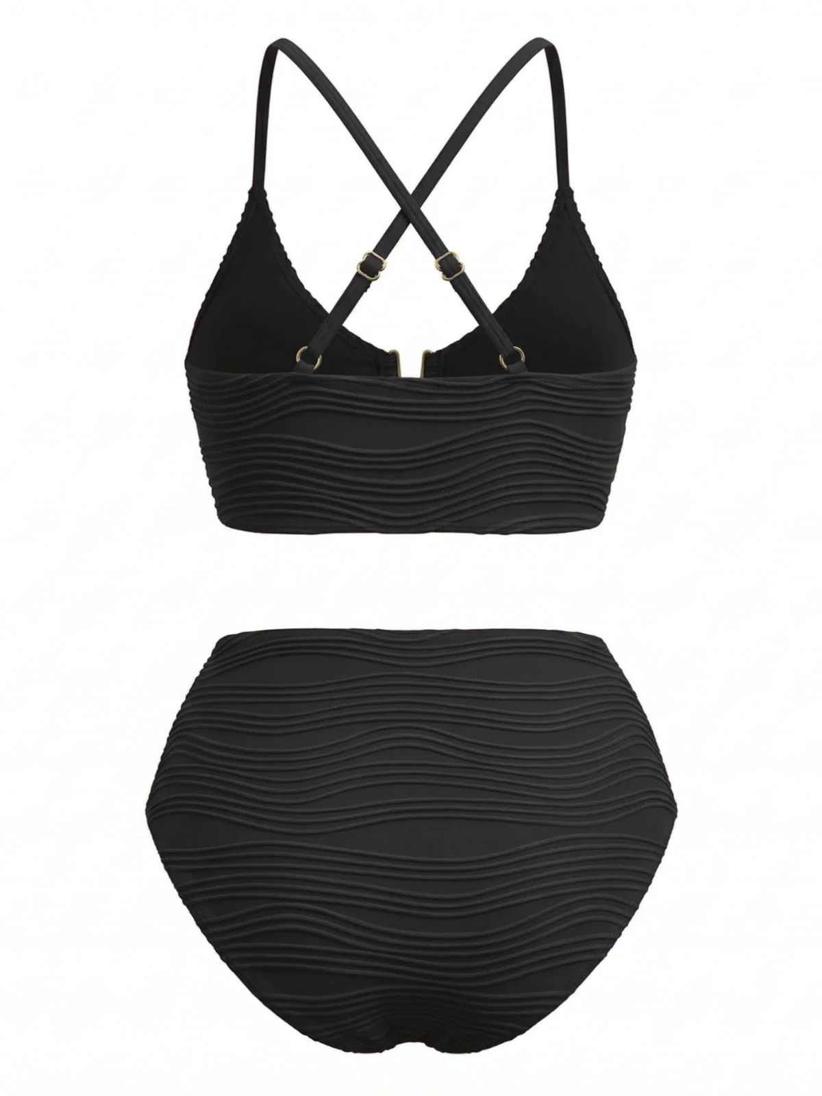 1950s U-Shaped Metal Solid High Waist Tankini Set - Image 7