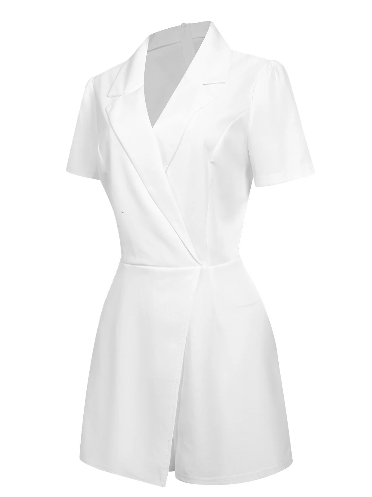 1950s V-Neck Solid Lapel Romper - Image 2
