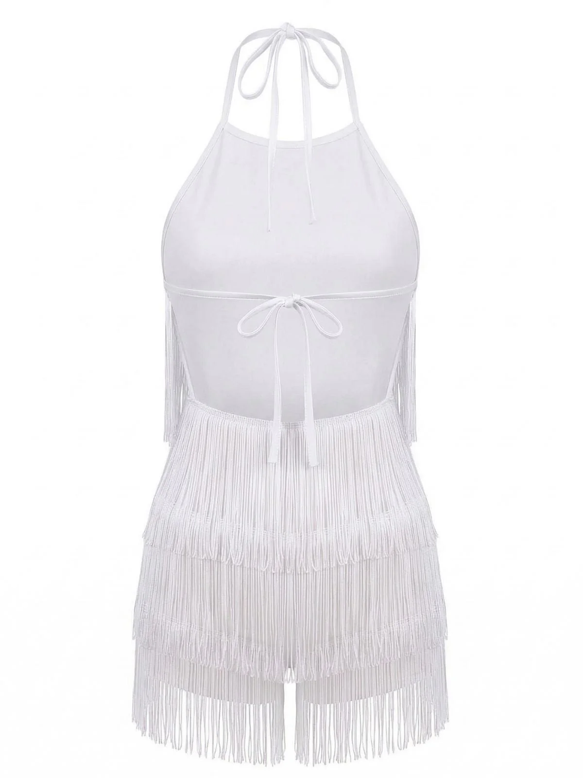 1960s Halter Fringe Backless Romper - Image 10