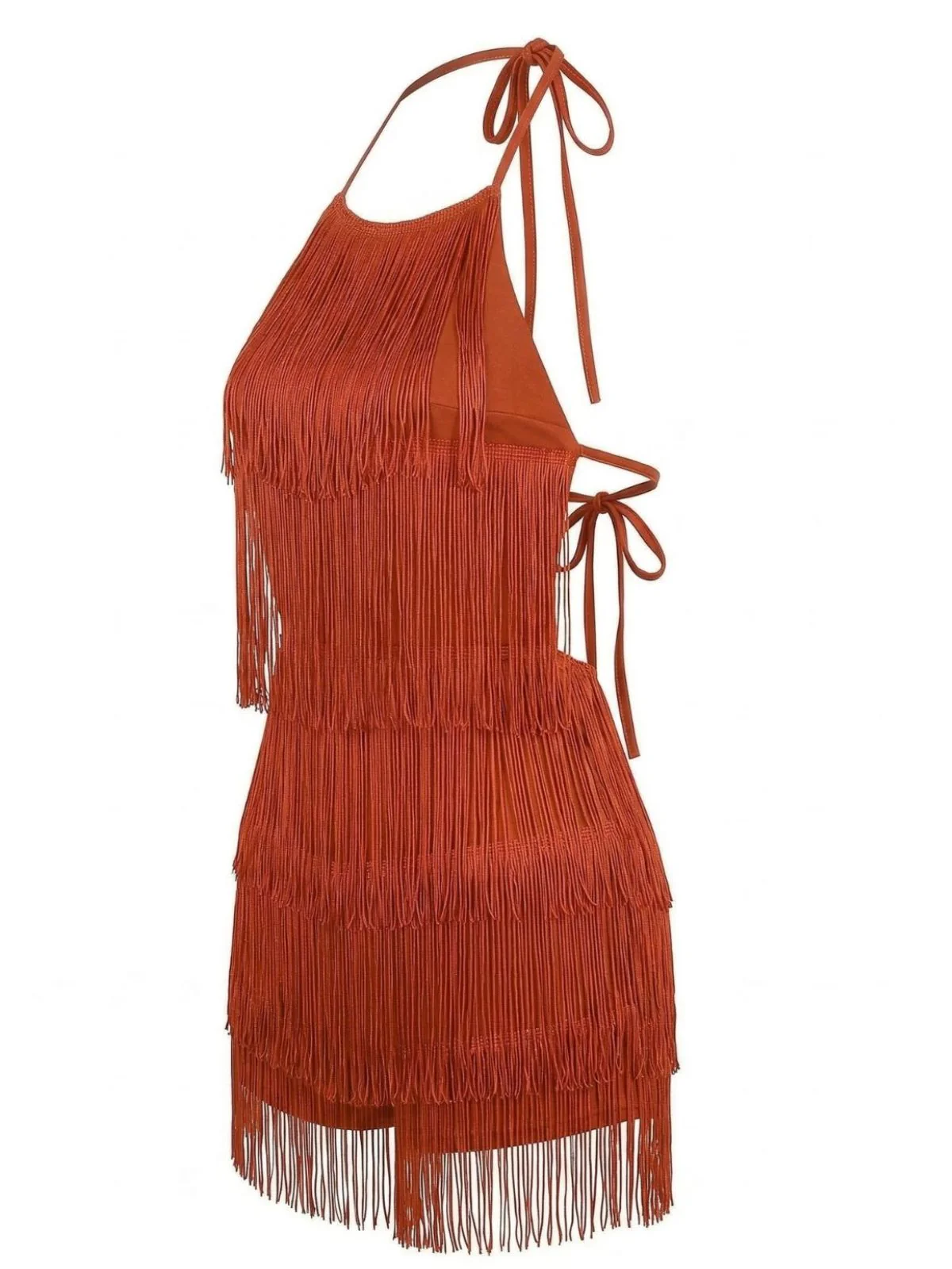 1960s Halter Fringe Backless Romper - Image 3