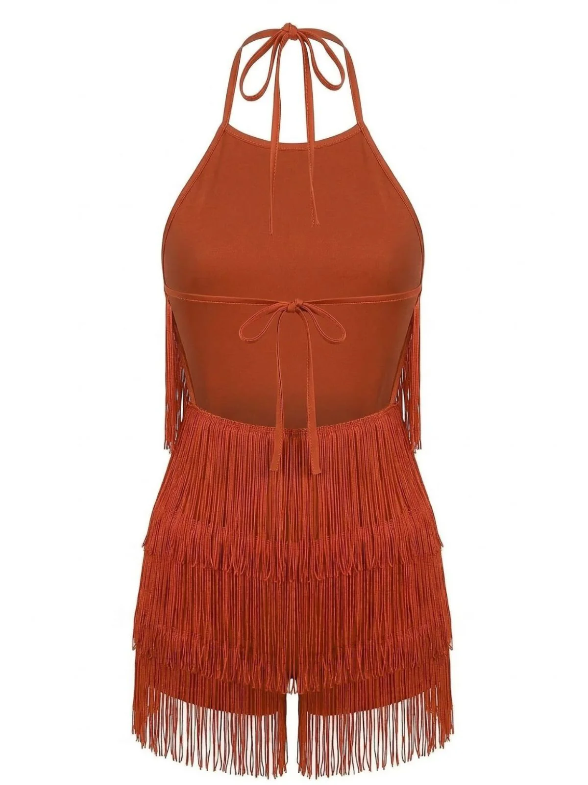 1960s Halter Fringe Backless Romper - Image 4