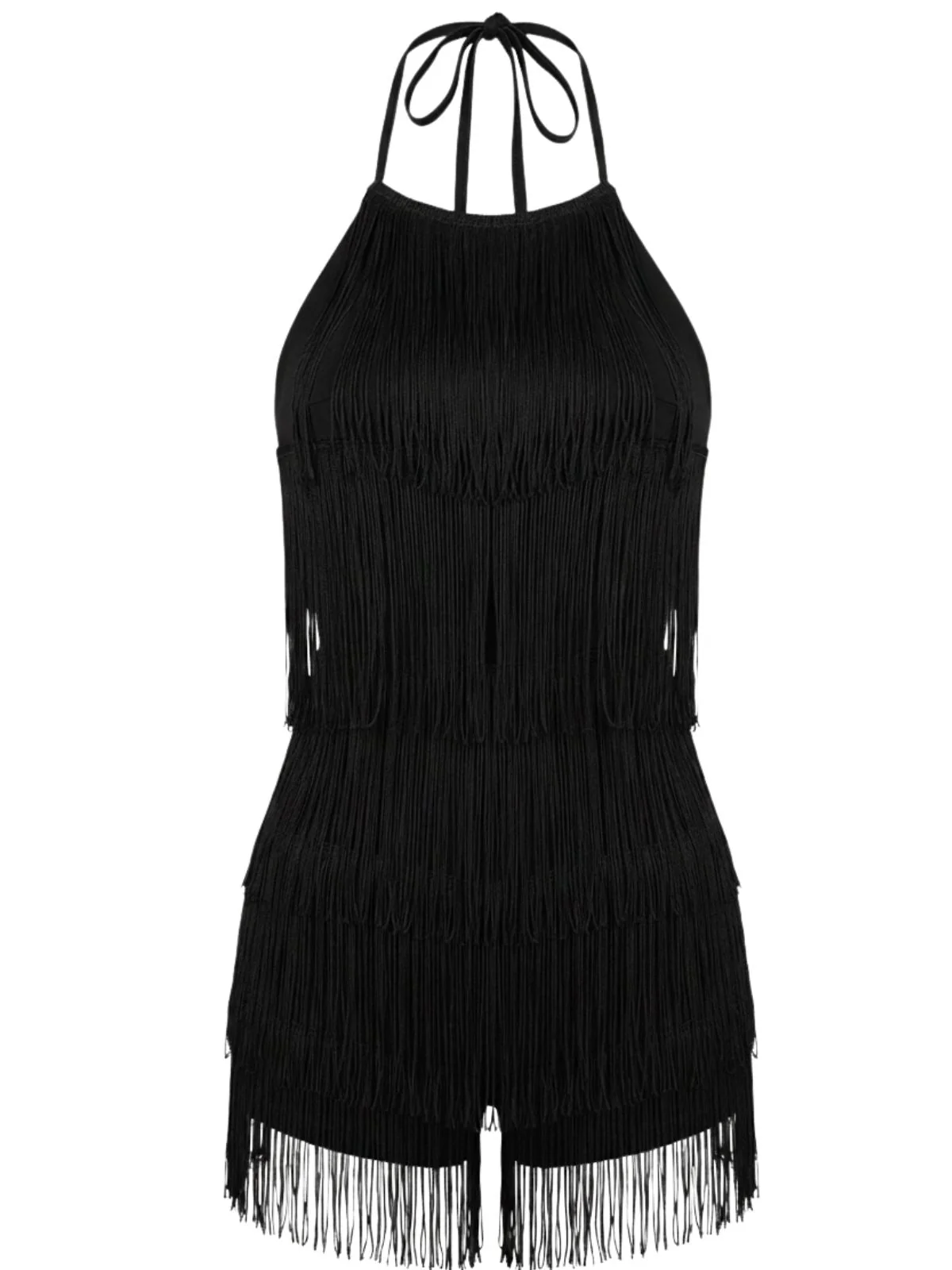 1960s Halter Fringe Backless Romper - Image 5