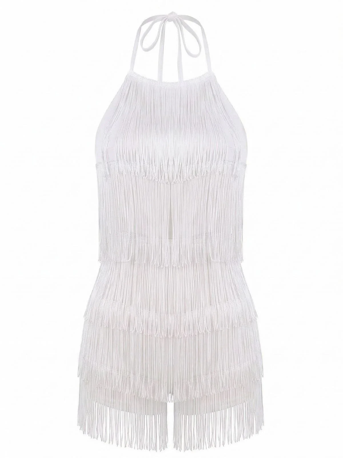 1960s Halter Fringe Backless Romper - Image 8