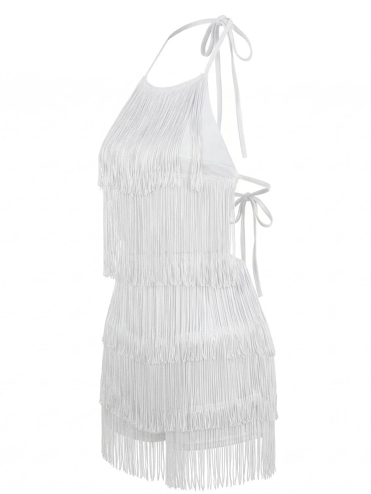 1960s Halter Fringe Backless Romper - Image 9