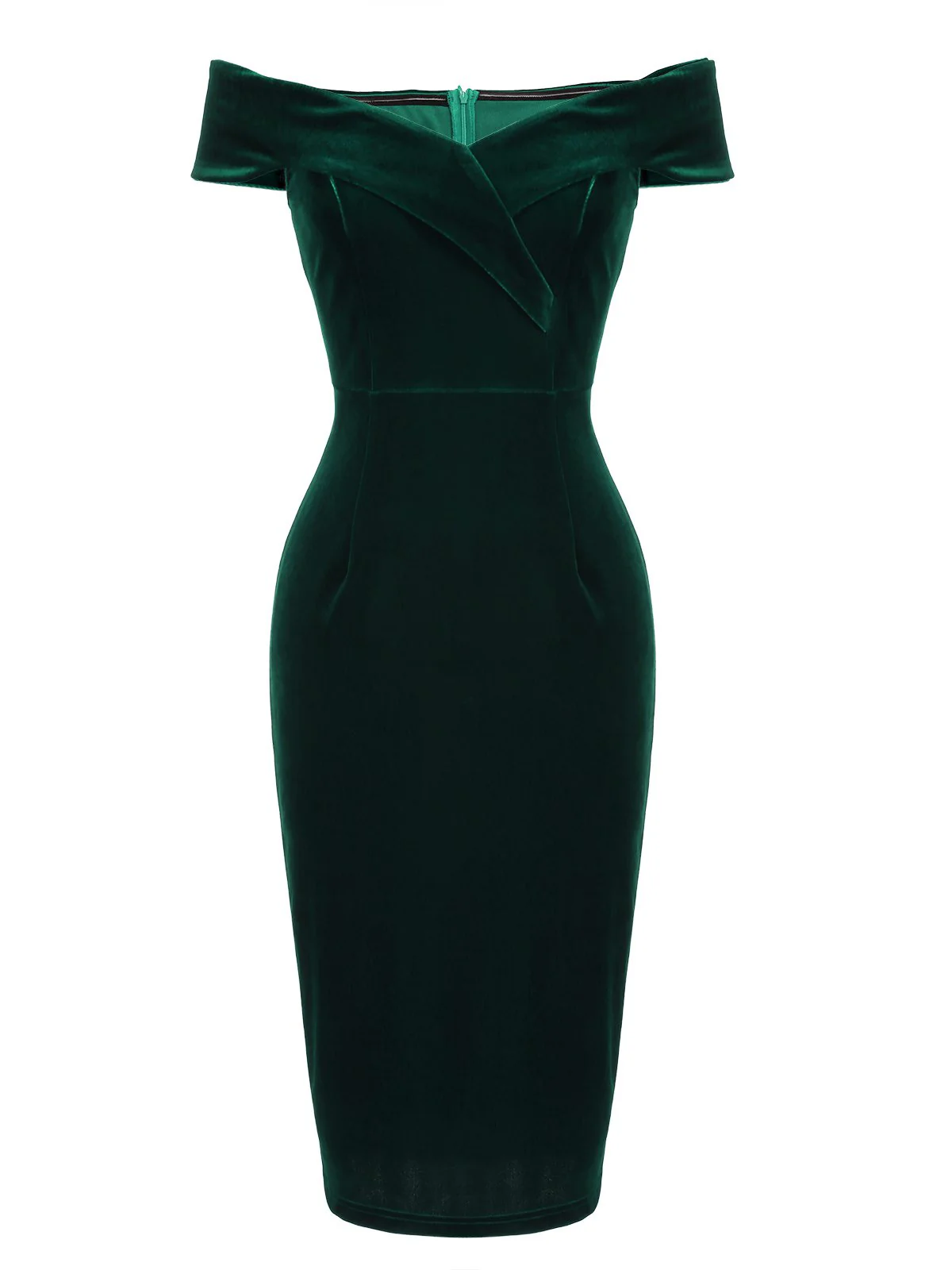 [Pre-Sale] 1960s Off Shoulder Velvet Bodycon Dress - Image 8
