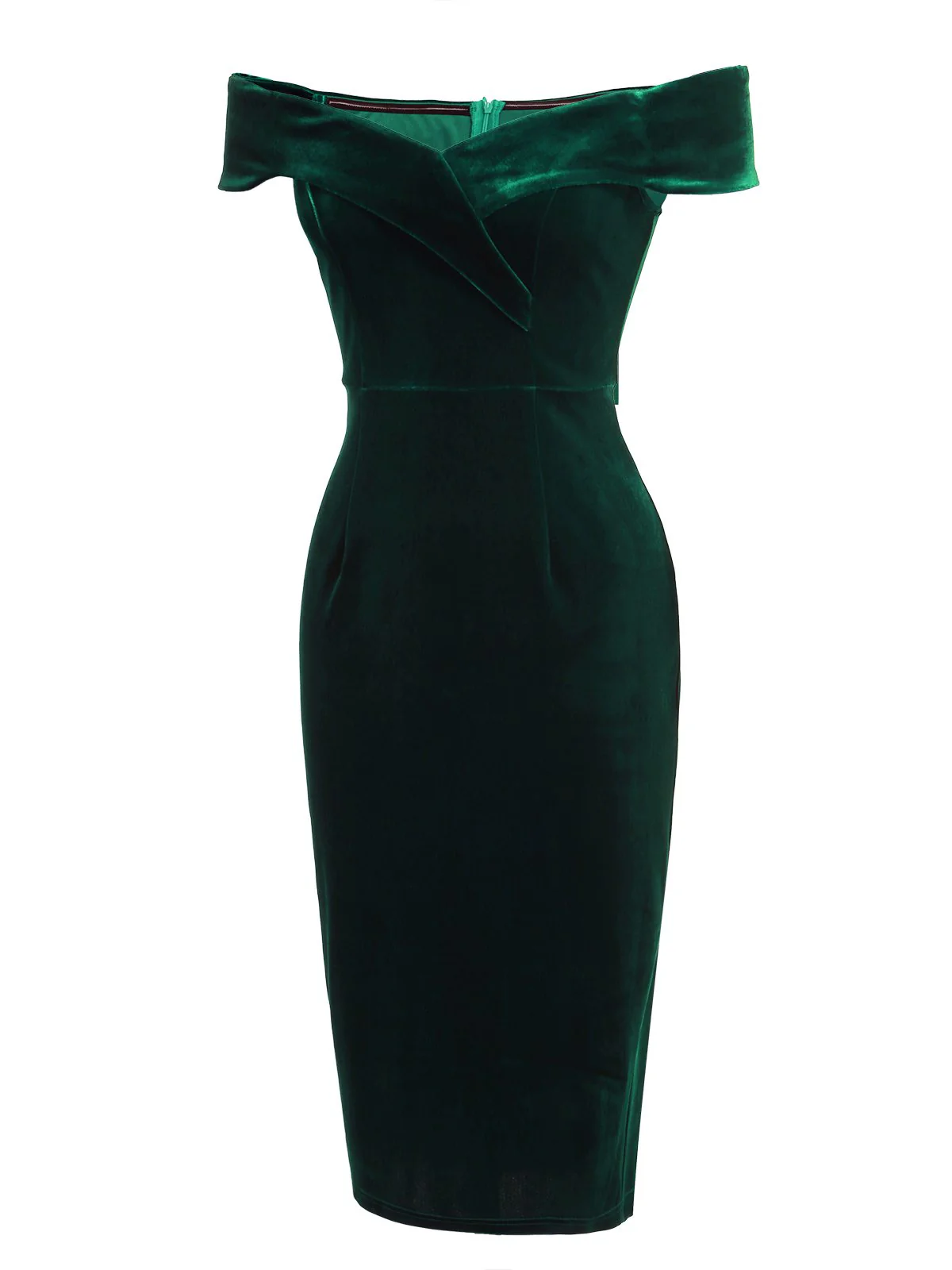 [Pre-Sale] 1960s Off Shoulder Velvet Bodycon Dress - Image 9