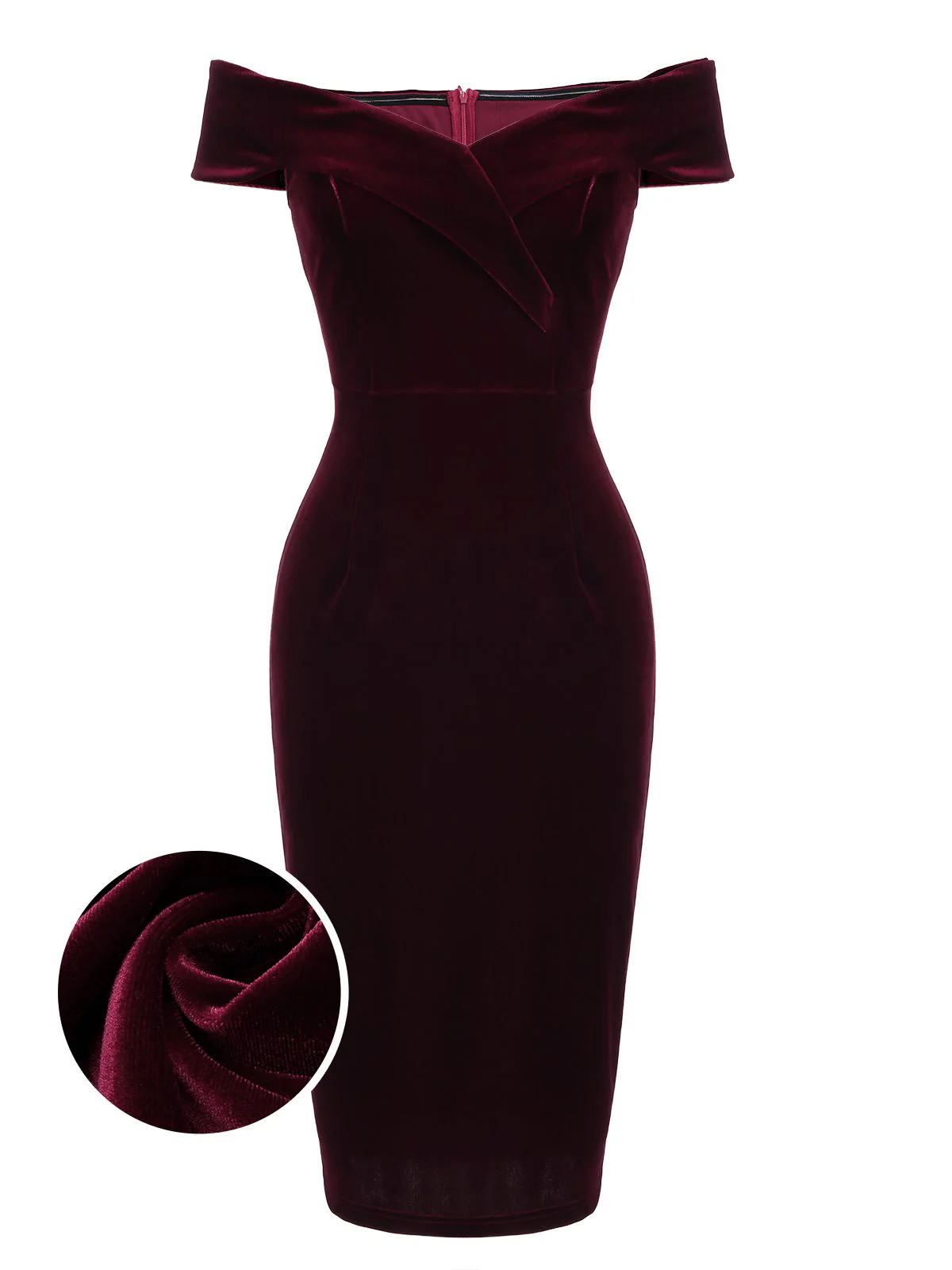 [Pre-Sale] 1960s Off Shoulder Velvet Bodycon Dress - Image 16