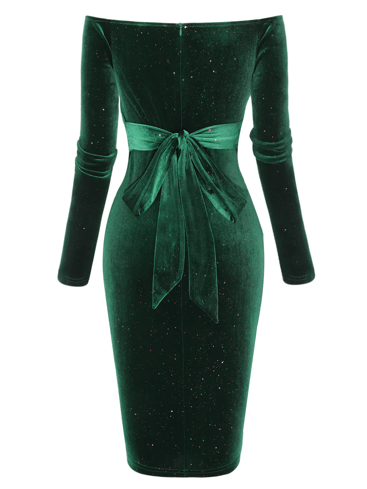 1960s Solid Off-Shoulder Velvet Dress - Image 3