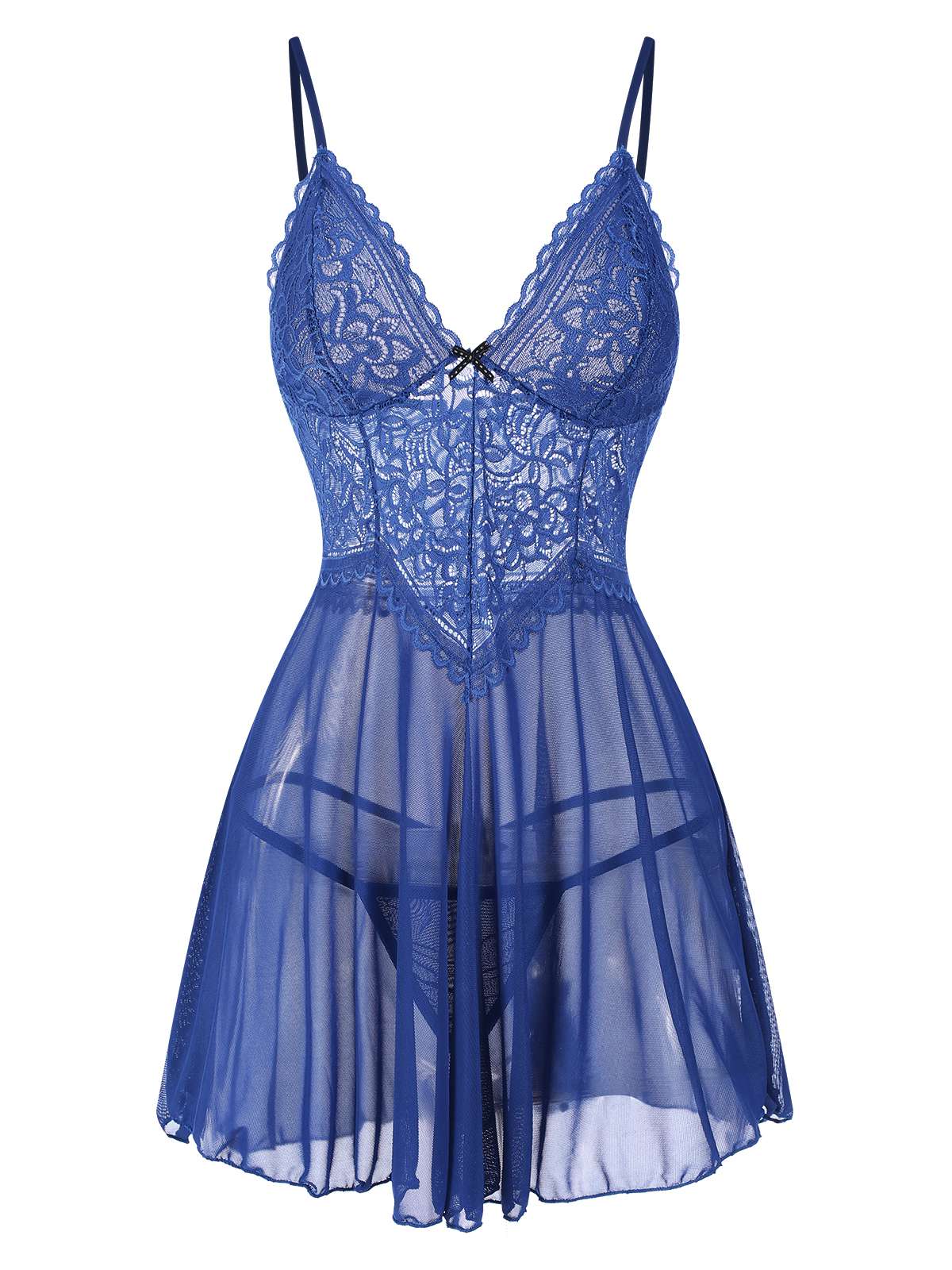 1960s Spaghetti Straps Lace Sheer Nightgown - Image 14