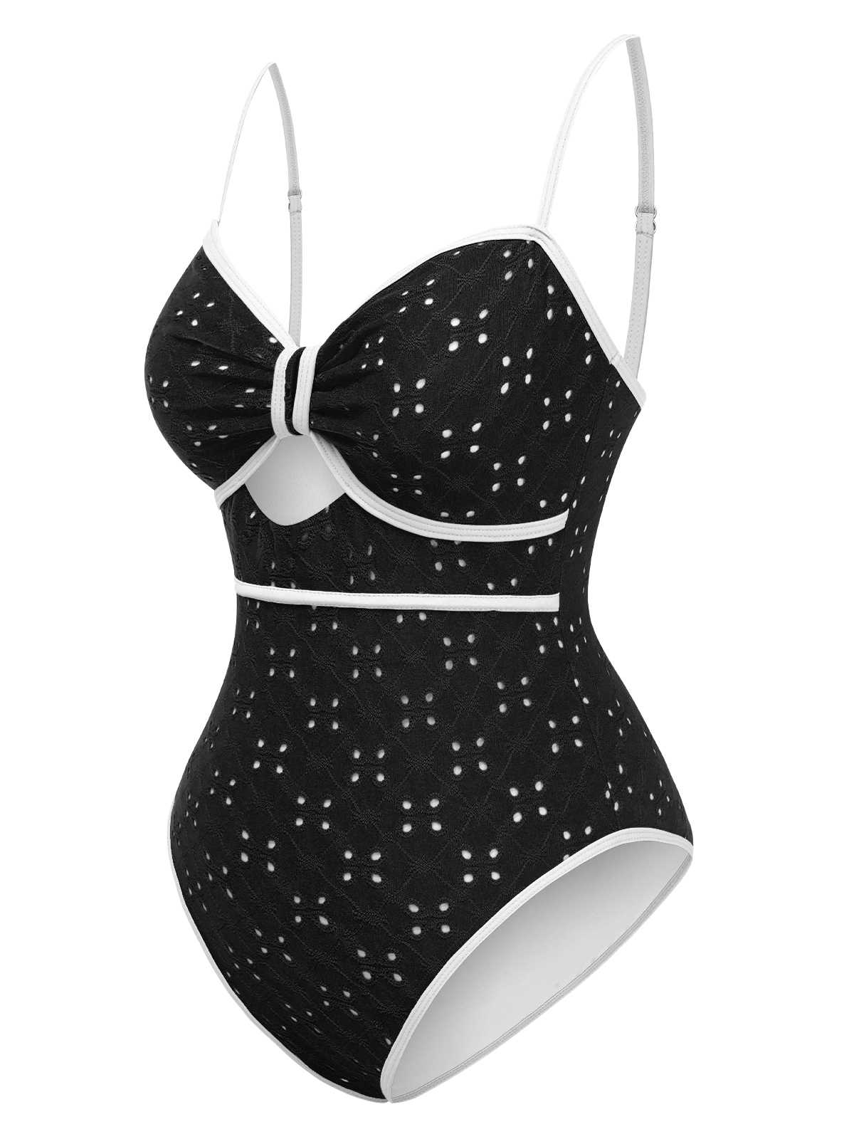 1960s Strap Contrast Trim One-Piece Swimsuit - Image 10