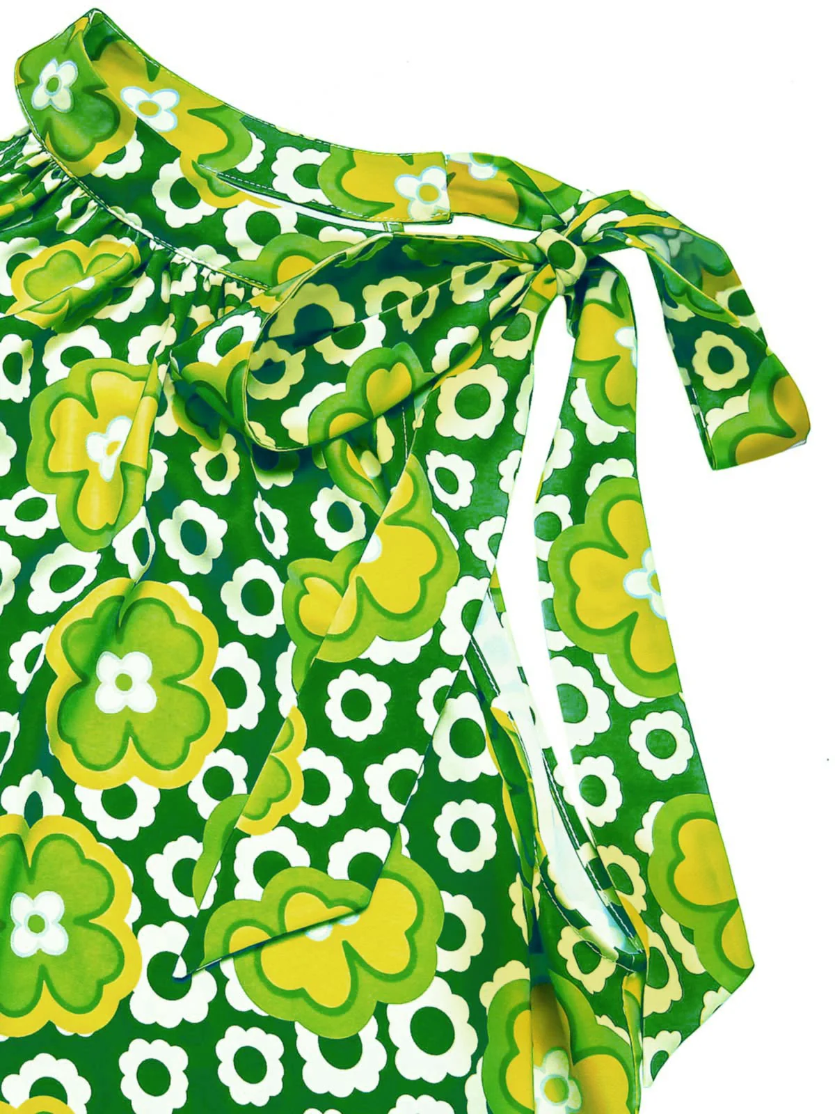 1960s Tie Neck Floral Sleeveless Top - Image 12