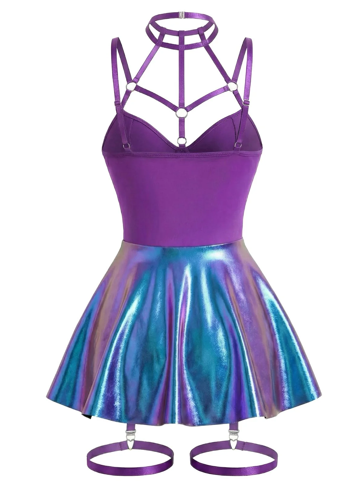 [Pre-Sale] 1970s Patent Leather Halter Laser Slip Nightdress - Image 4